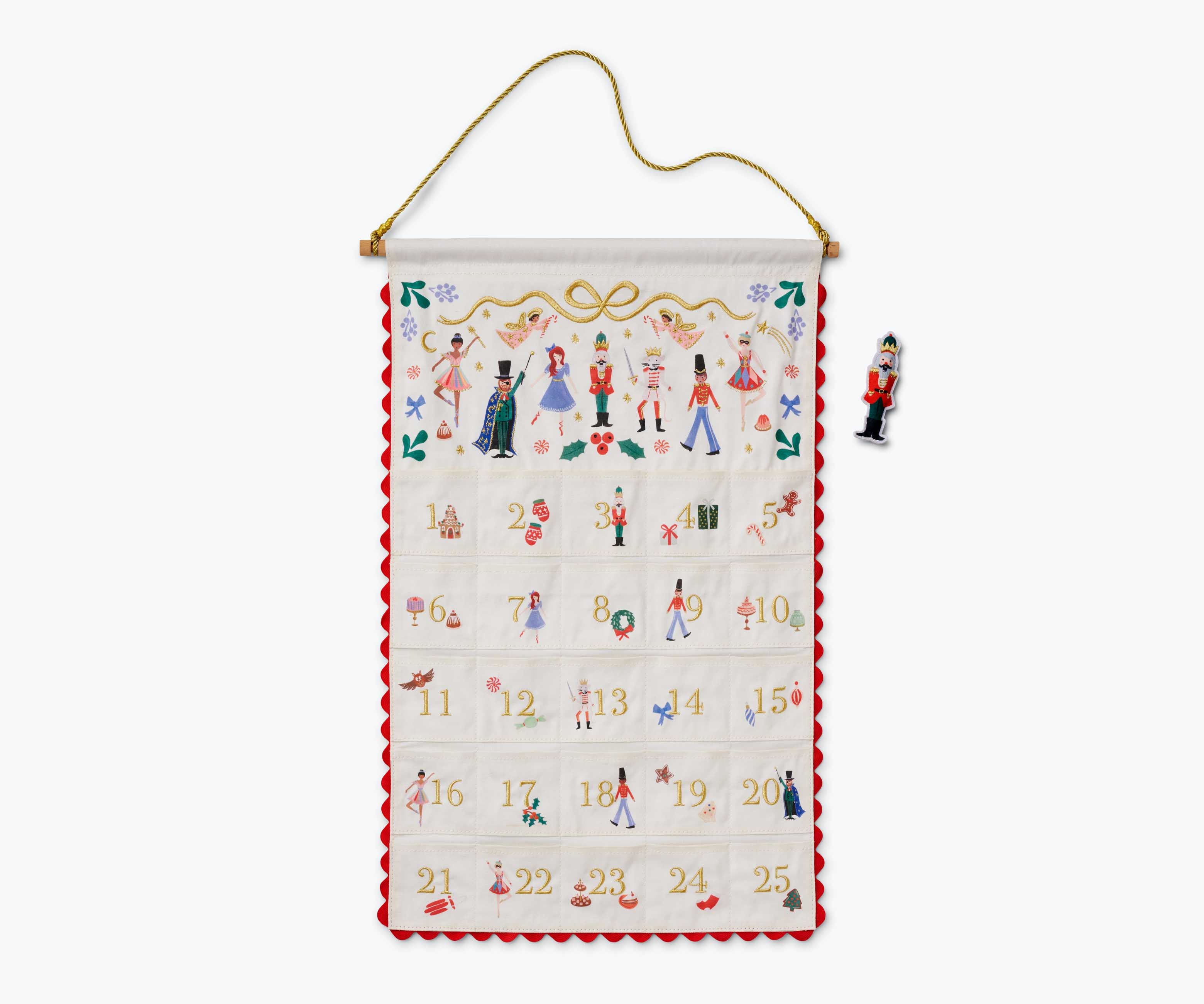 Embroidered Hanging Advent Calendar - Nutcracker