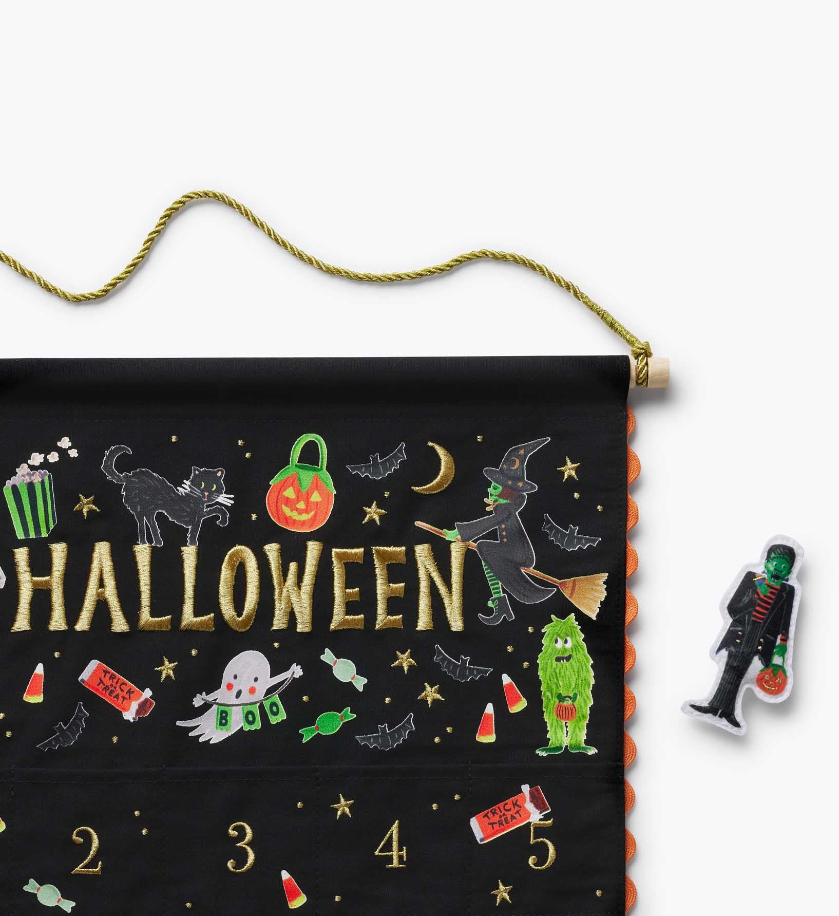 Embroidered Hanging Countdown Calendar - Halloween Parade