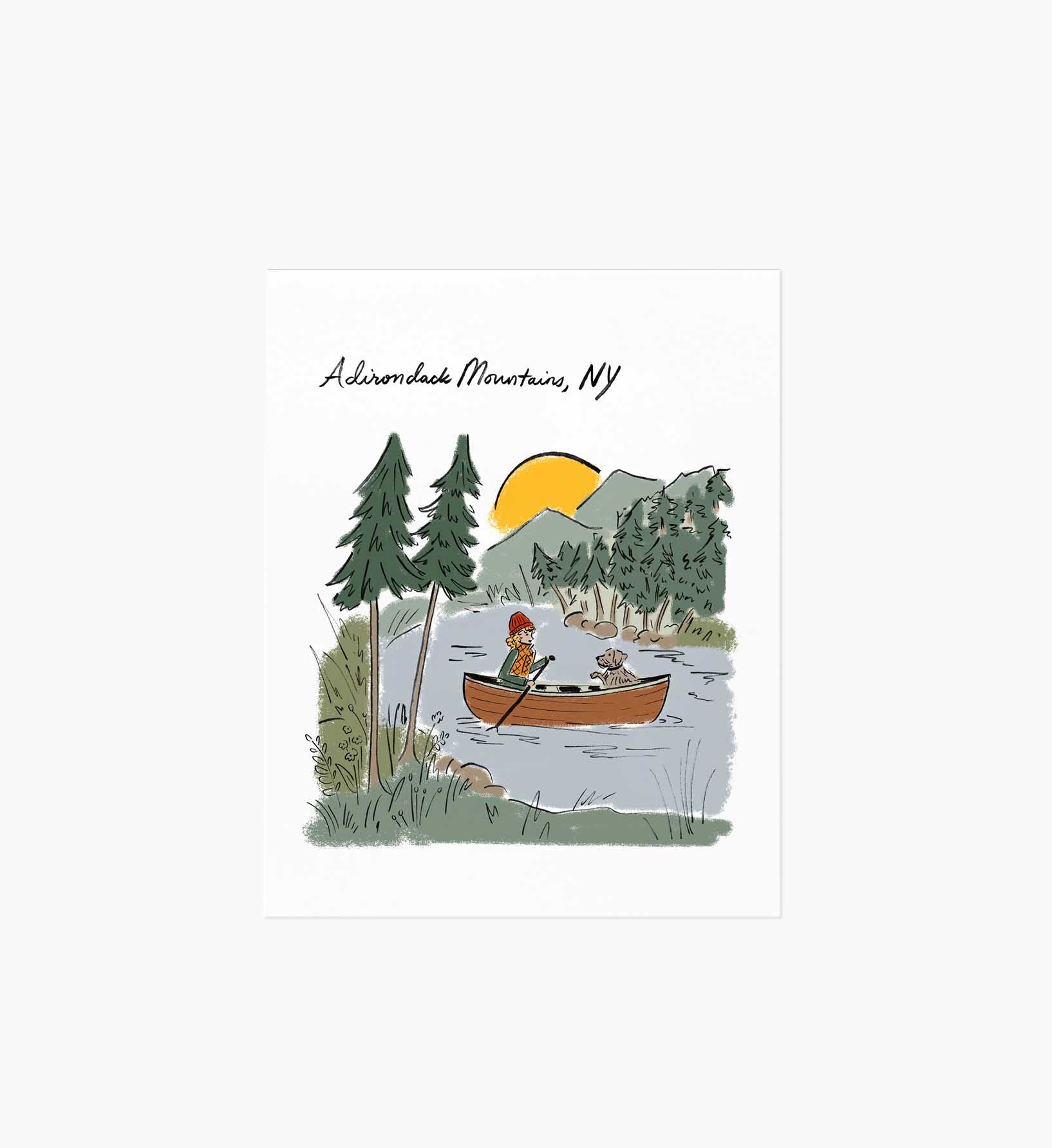 Adirondack Mountains Travel Sketch Art Print