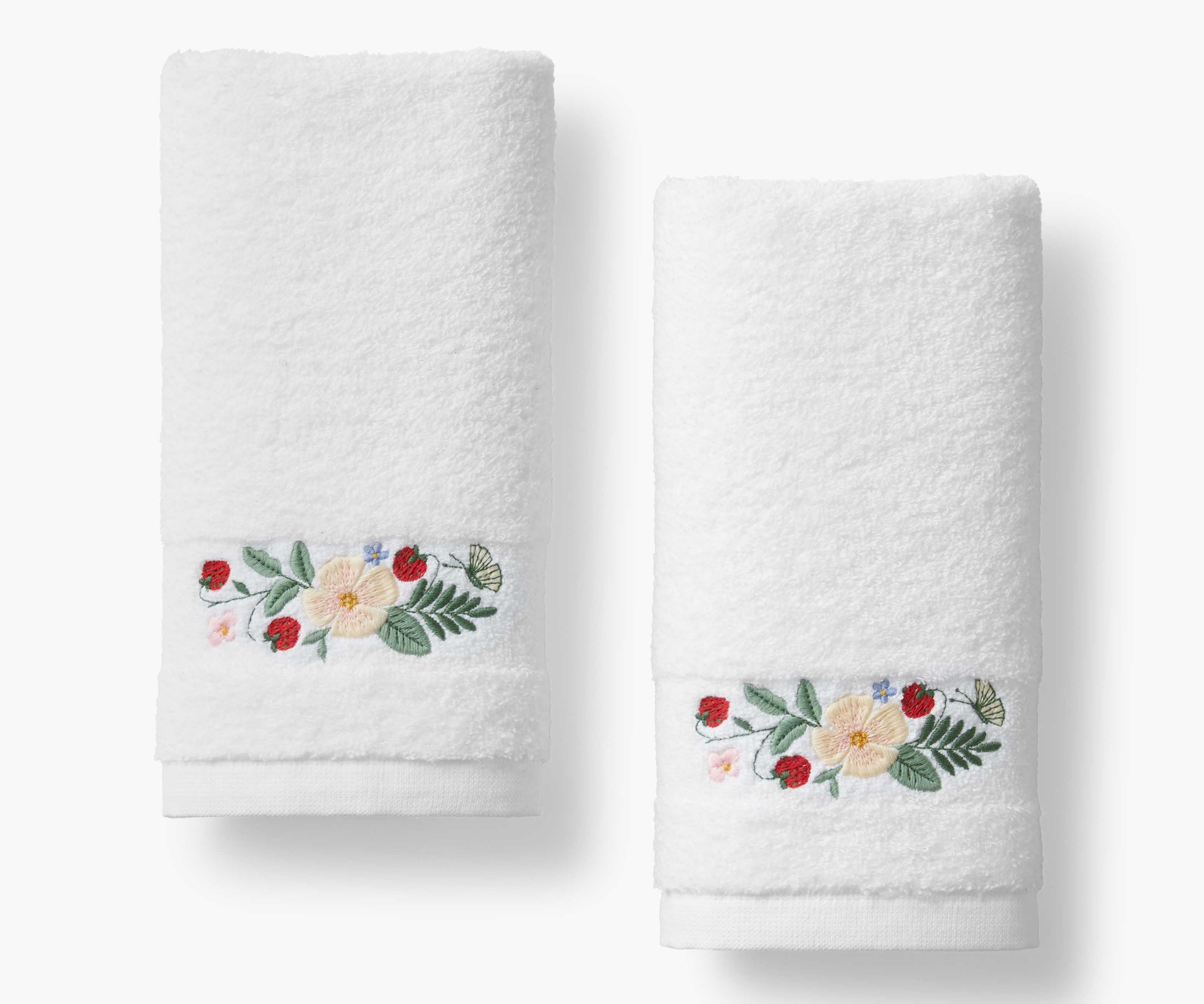 Embroidered Guest Towel - Strawberry Fields