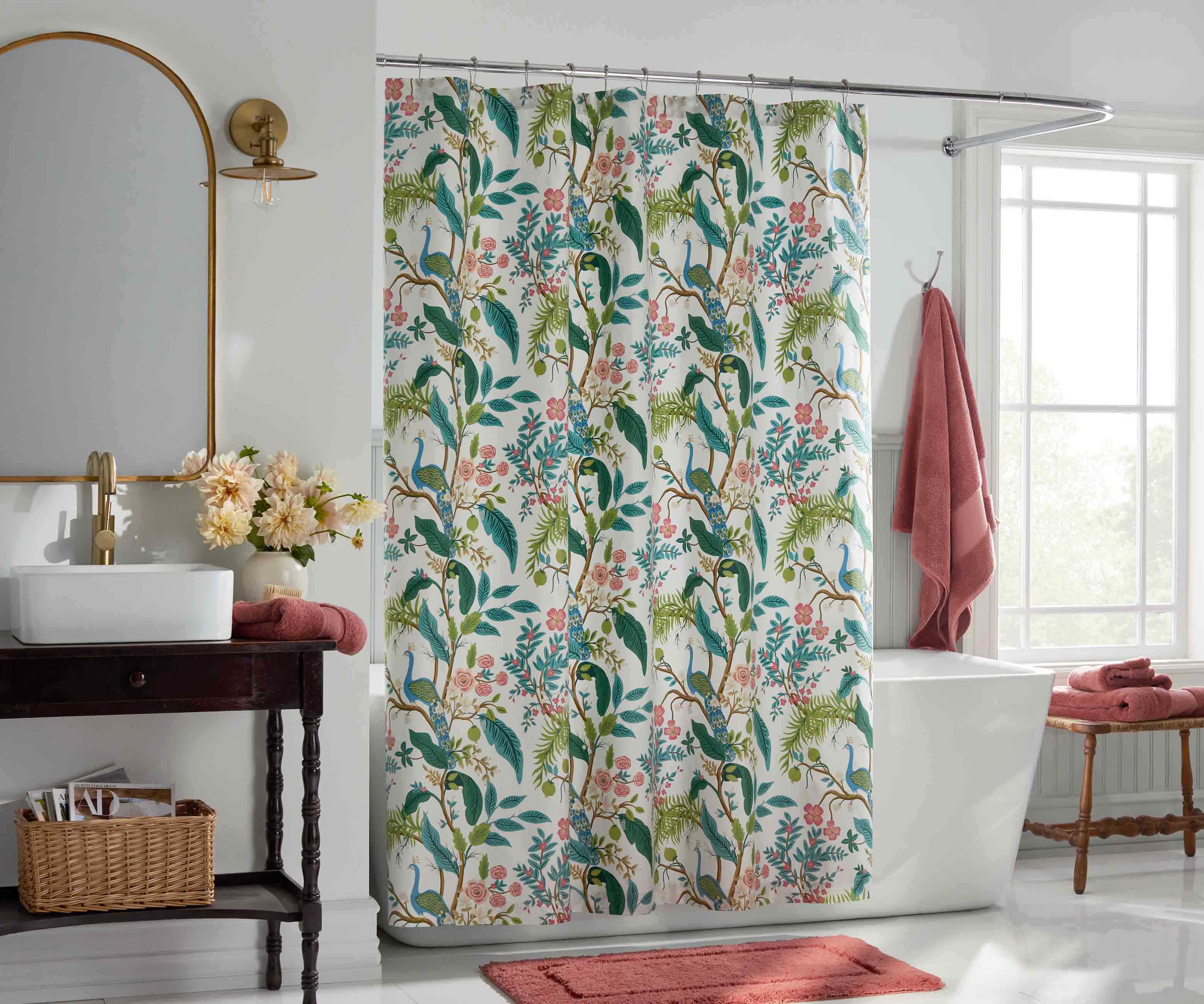 Sateen Shower Curtain - Peacock White