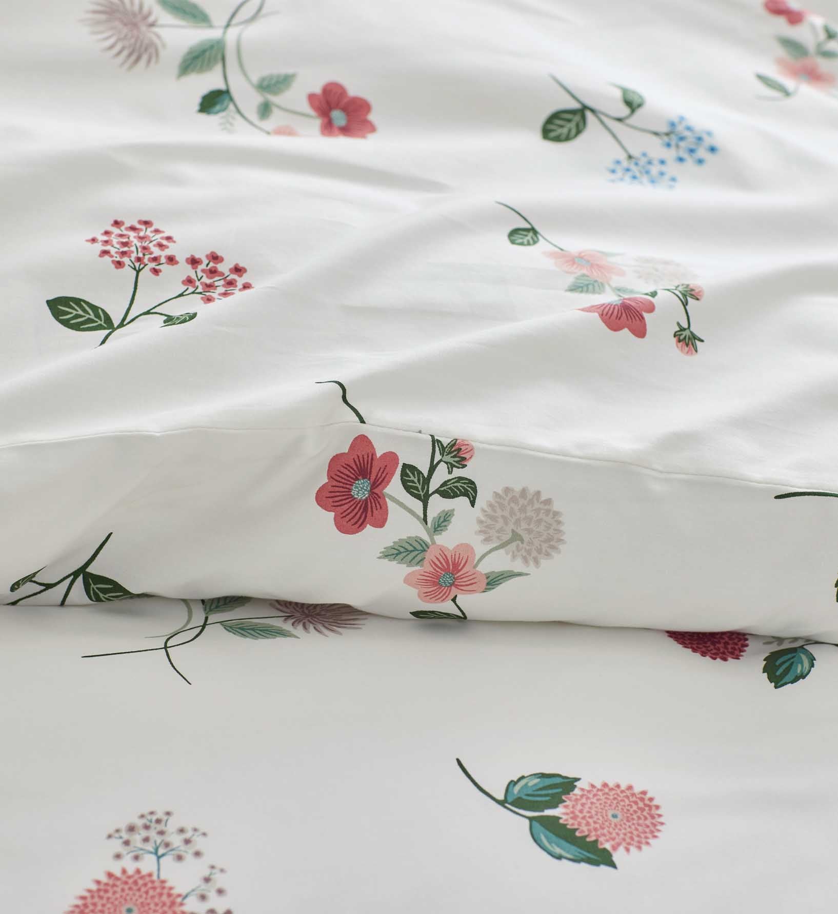 Percale Duvet Cover - Ditsy Dahlia Ivory