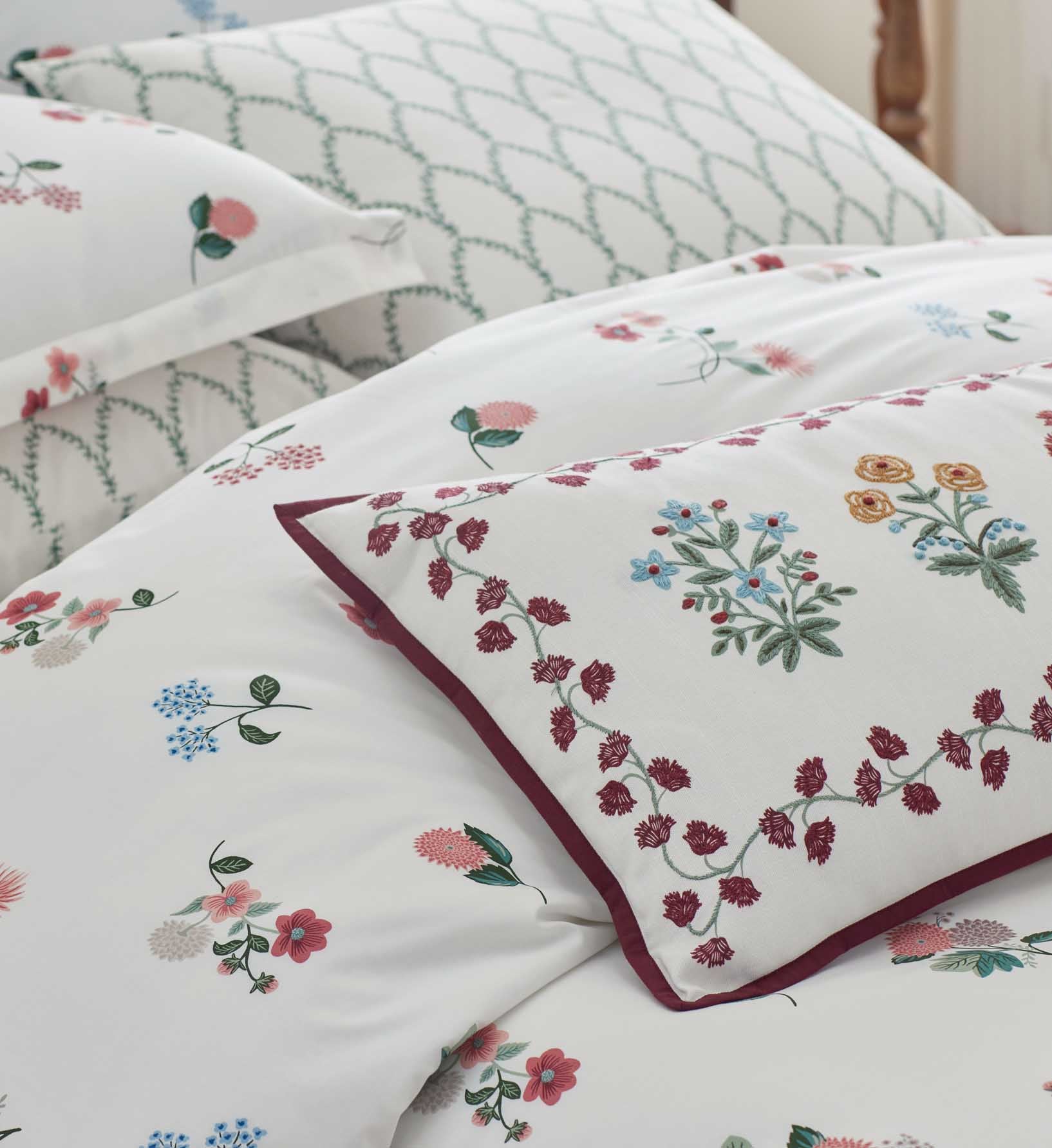 Percale Duvet Cover - Ditsy Dahlia Ivory
