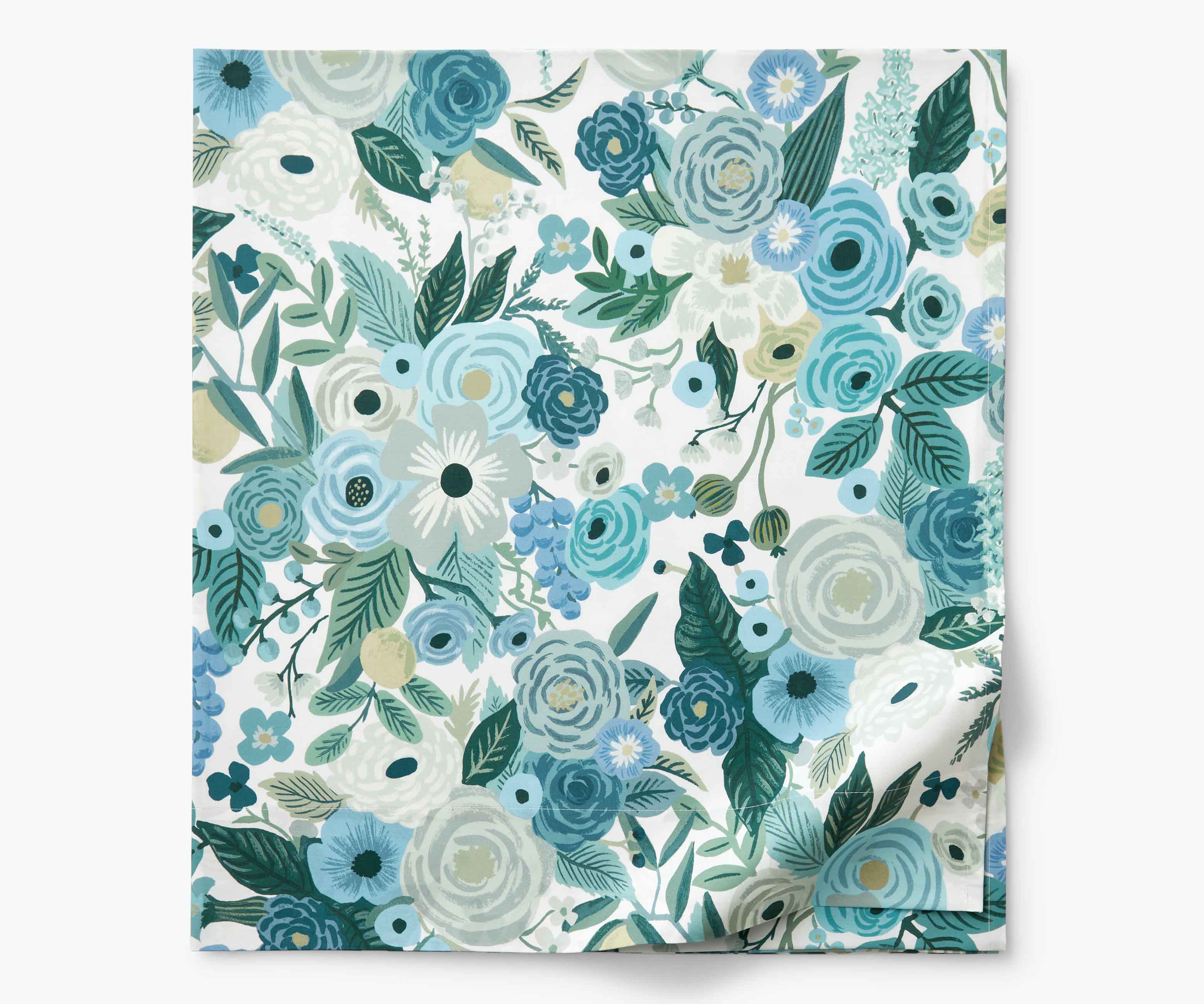 Percale Flat Sheet - Garden Party Blue