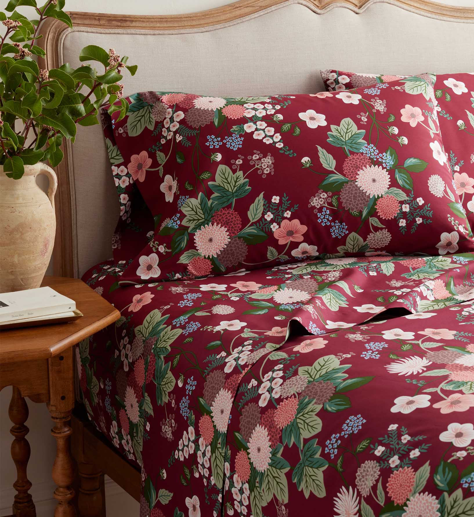 Percale Flat Sheet - Dahlia Merlot