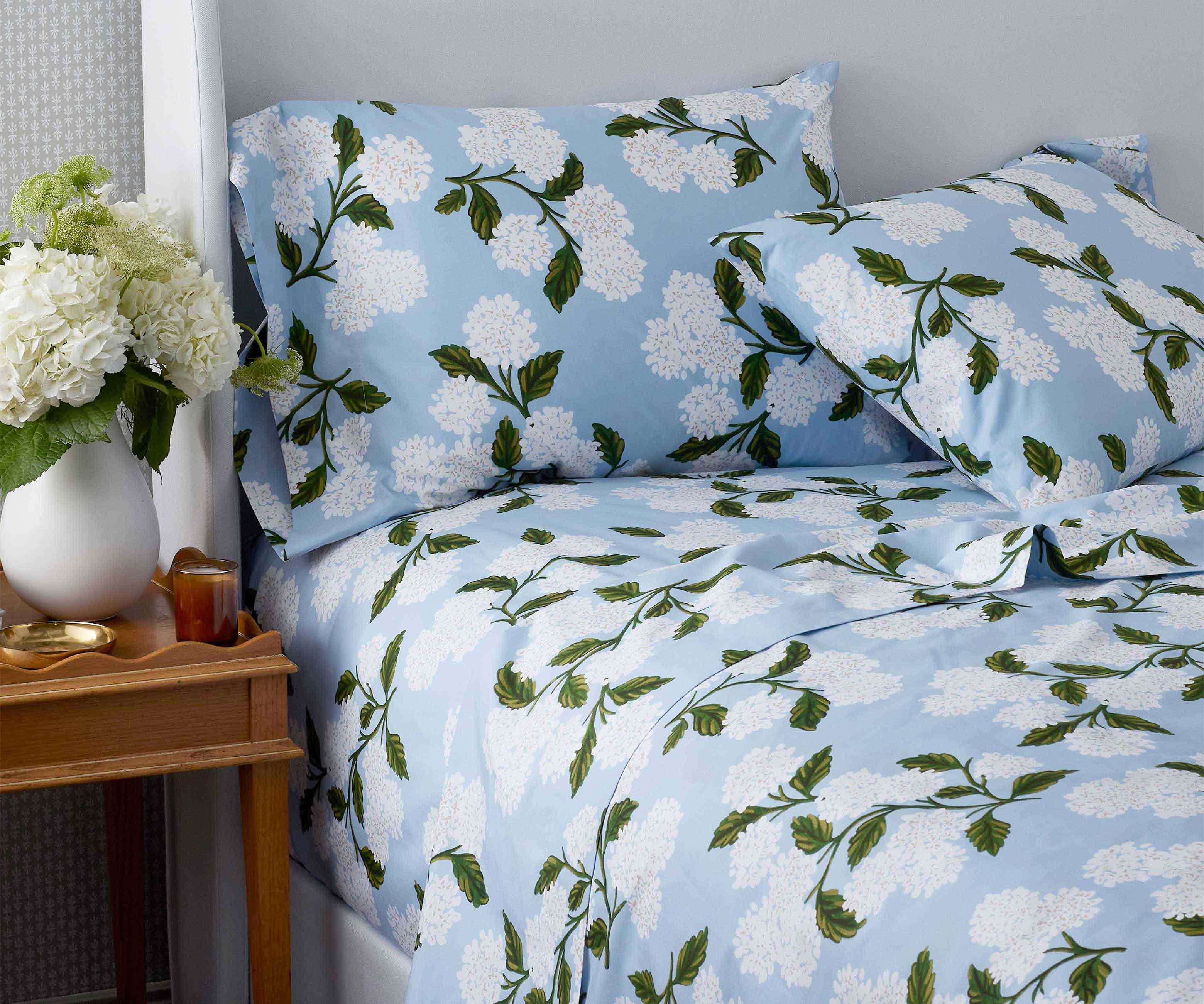 Percale Fitted Sheet - Hydrangea