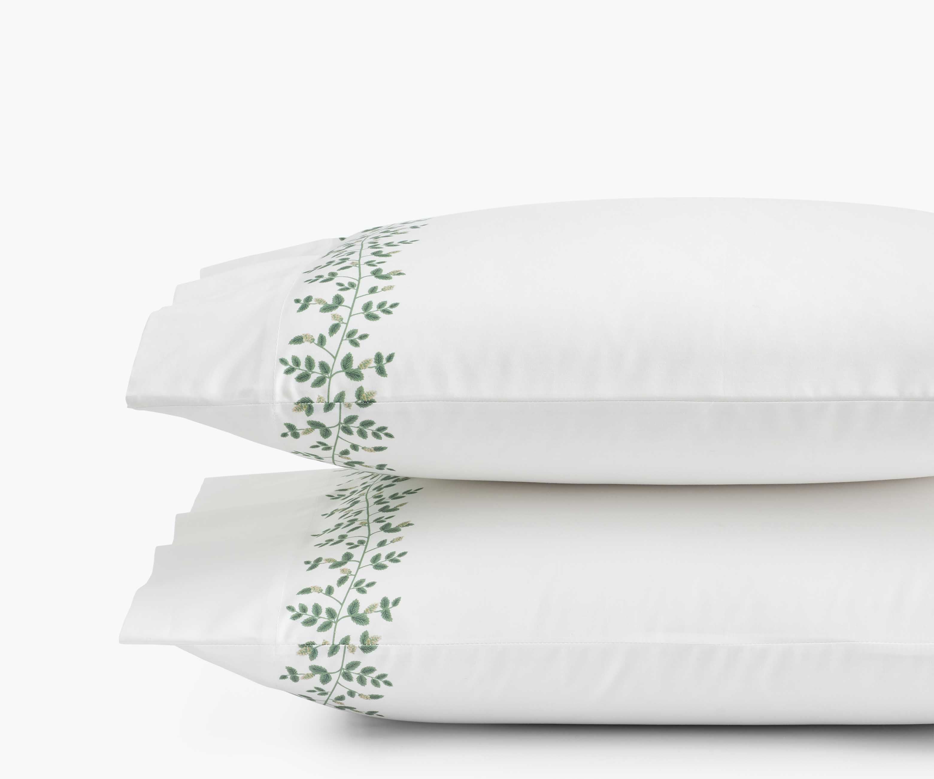 Percale Pillowcases - Climbing Vines White