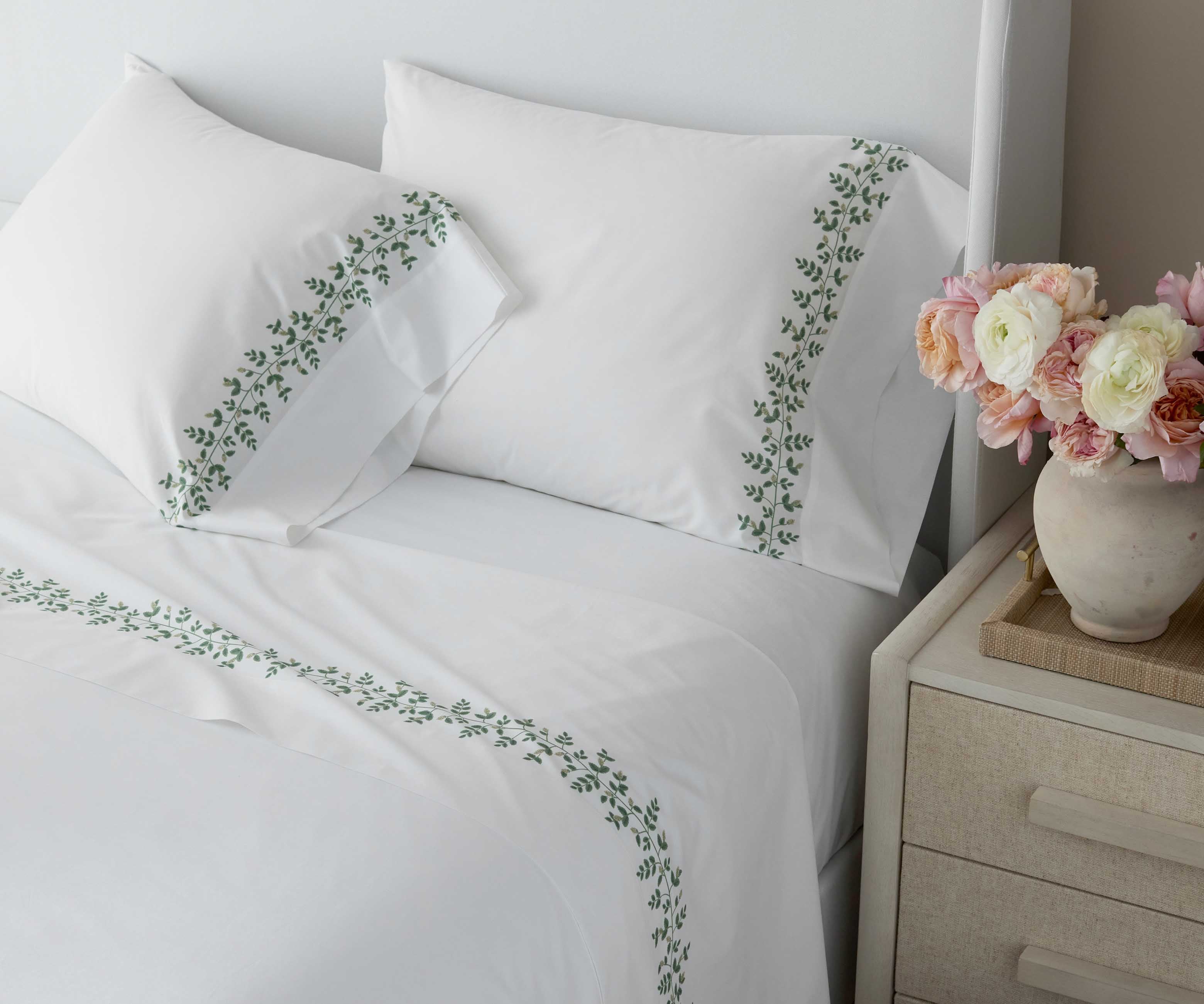 Percale Sheet Set - Climbing Vines White