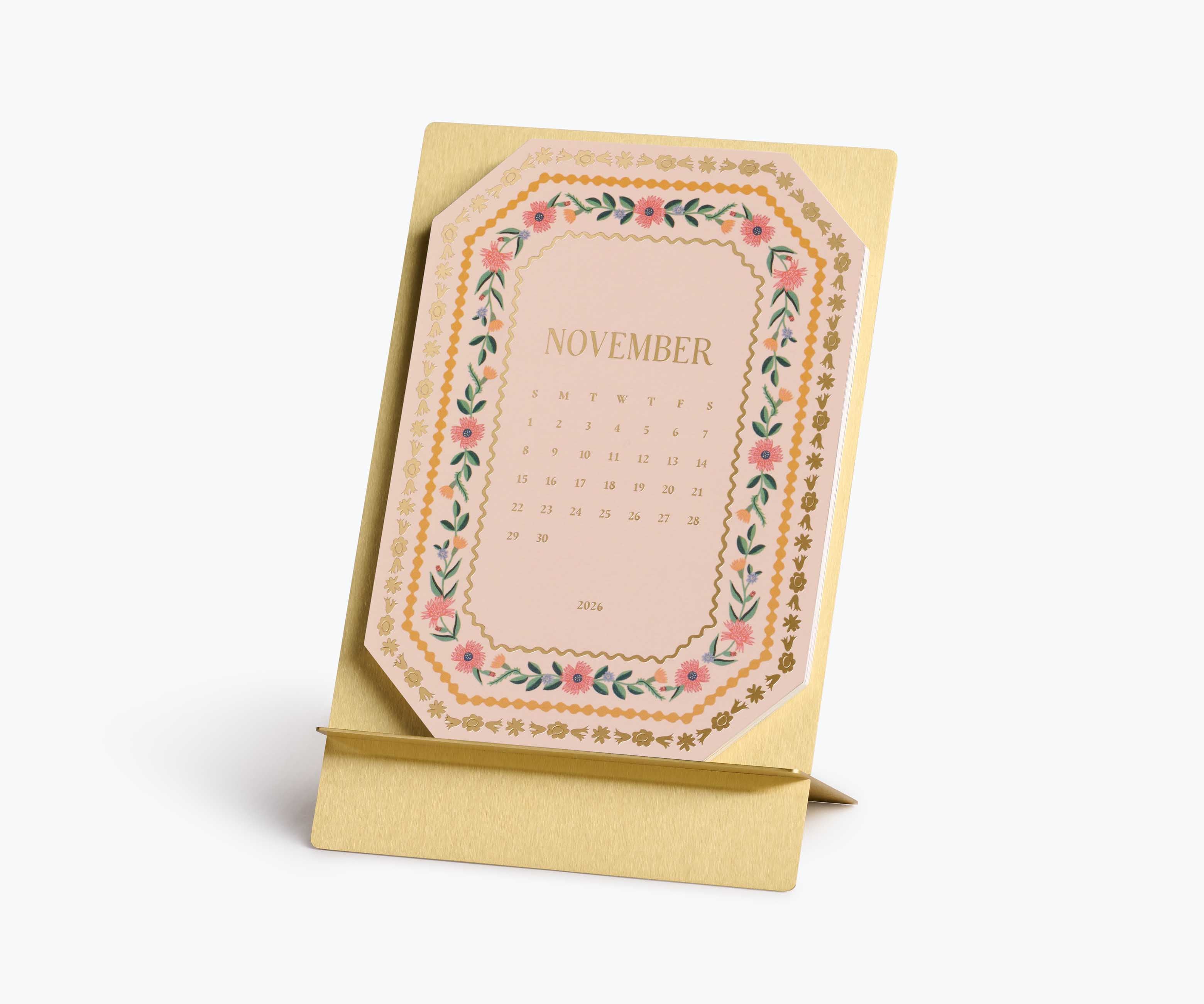2026 Brass Easel Desk Calendar - Wildwood