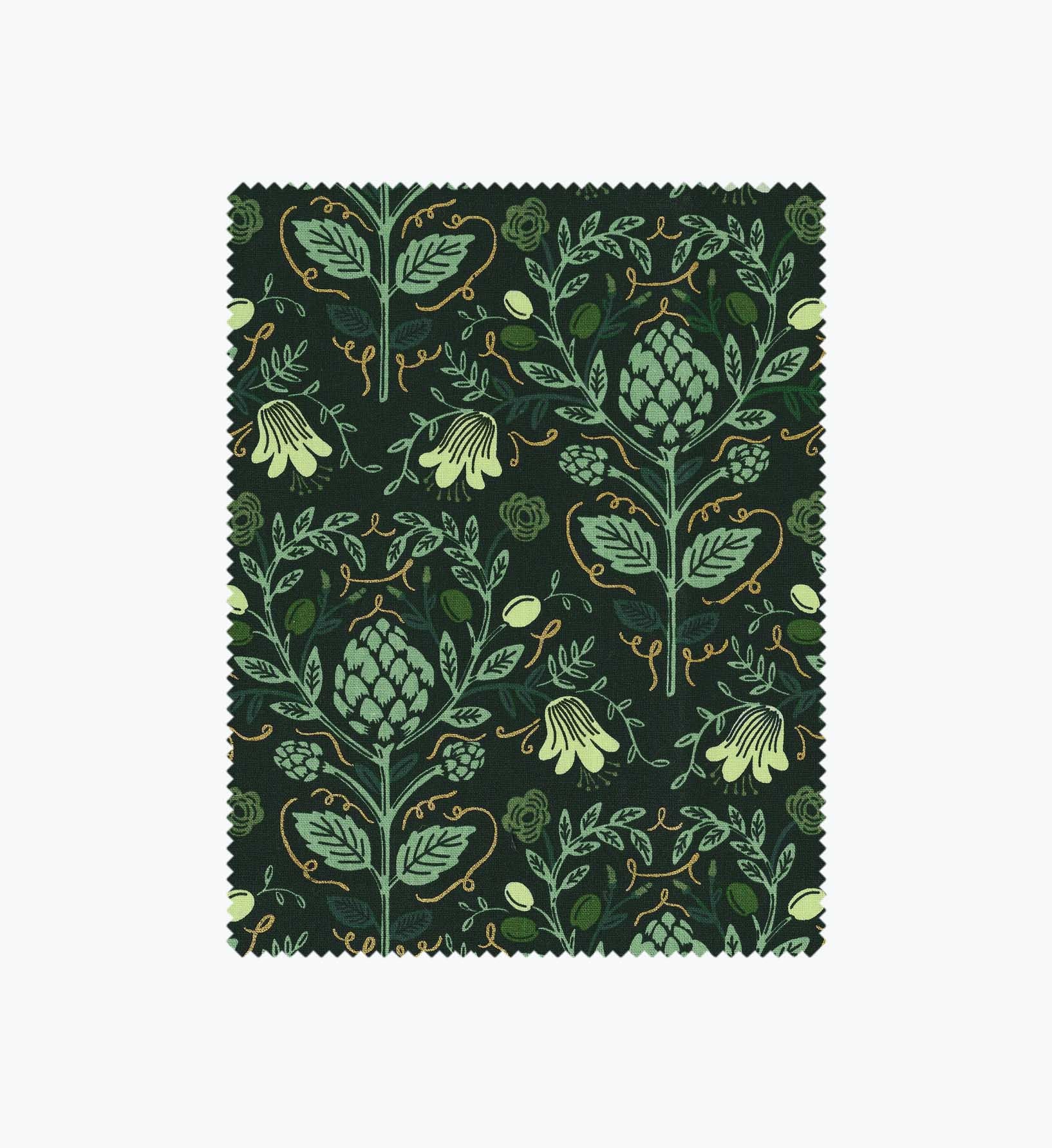 Artichoke Canvas Metallic Fabric - Hunter