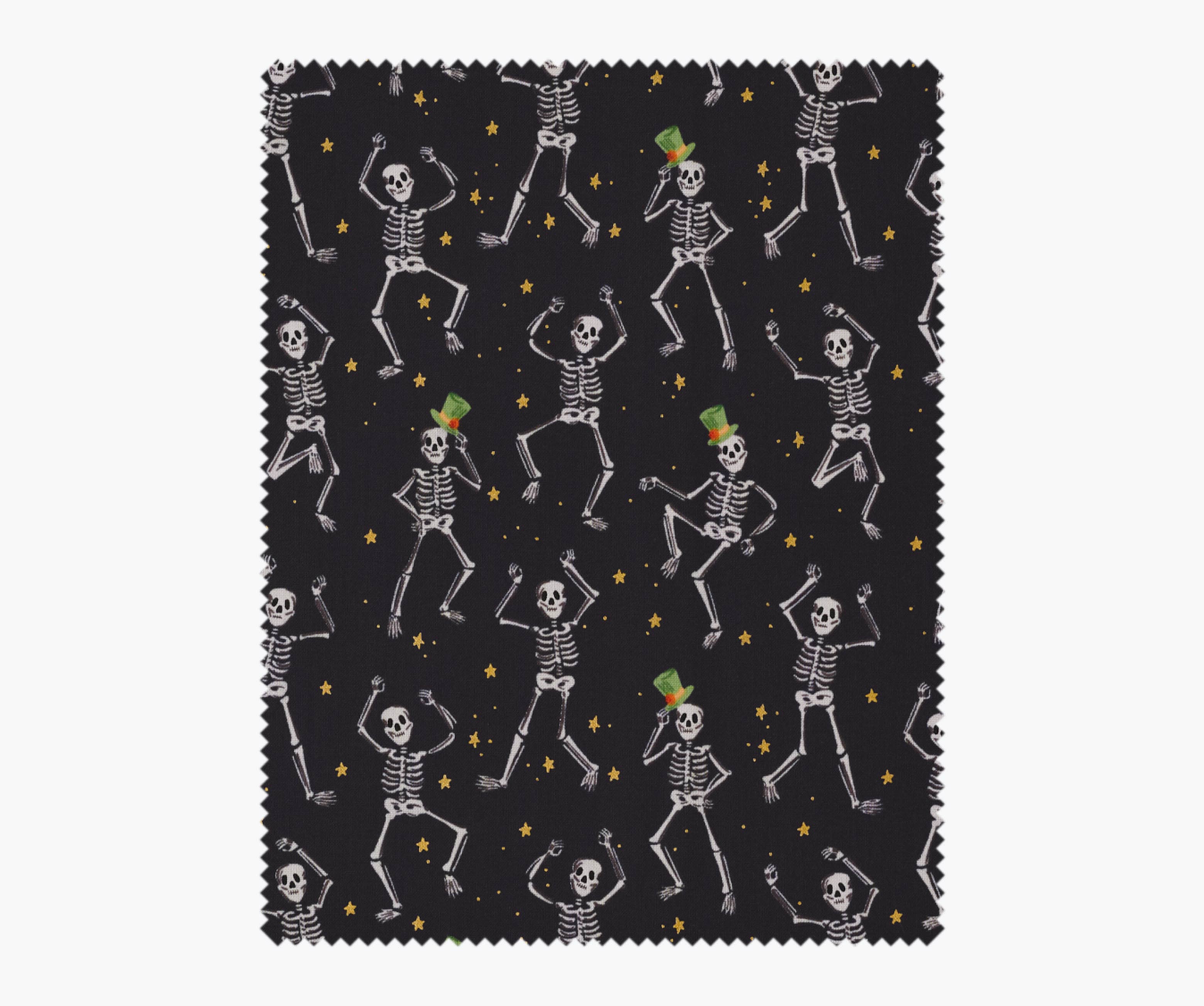 Skeletons Cotton Metallic Fabric - Black
