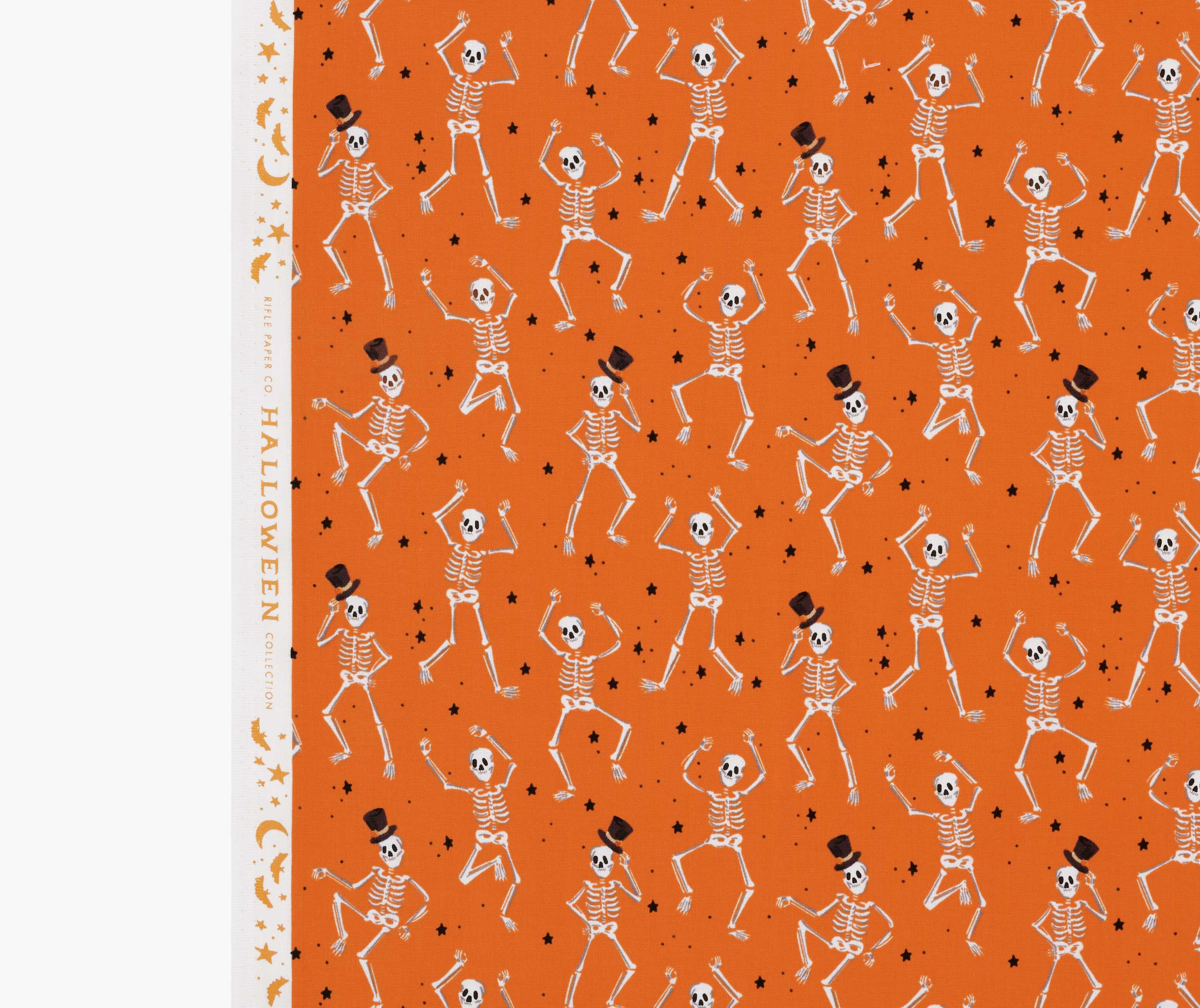 Skeletons Cotton Fabric - Orange