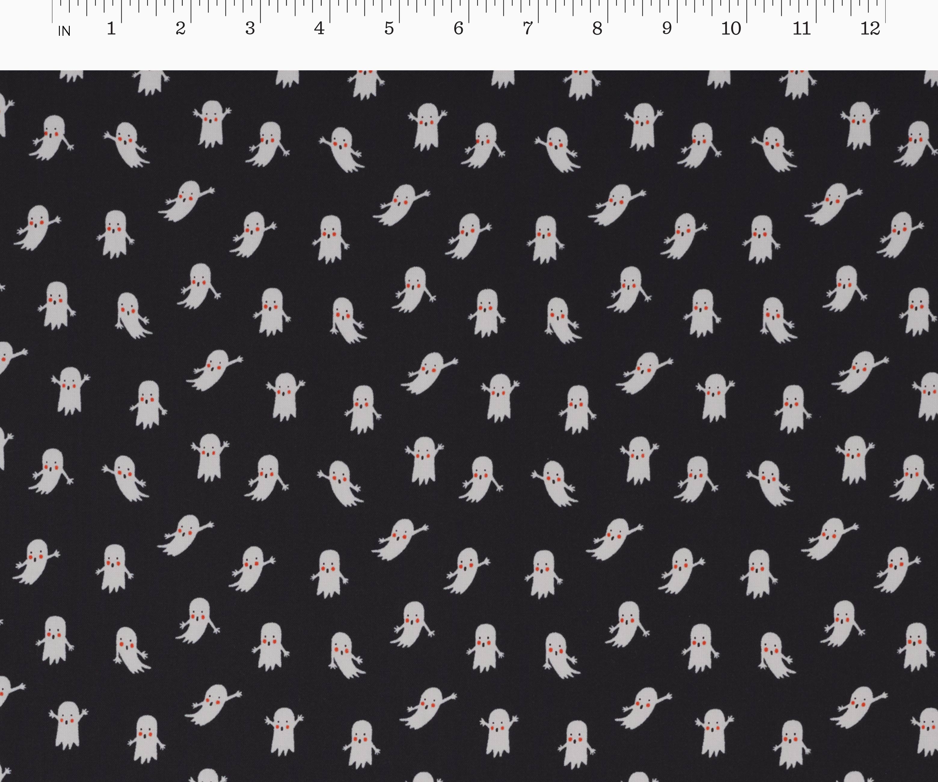 Ghosts Cotton Fabric - Black
