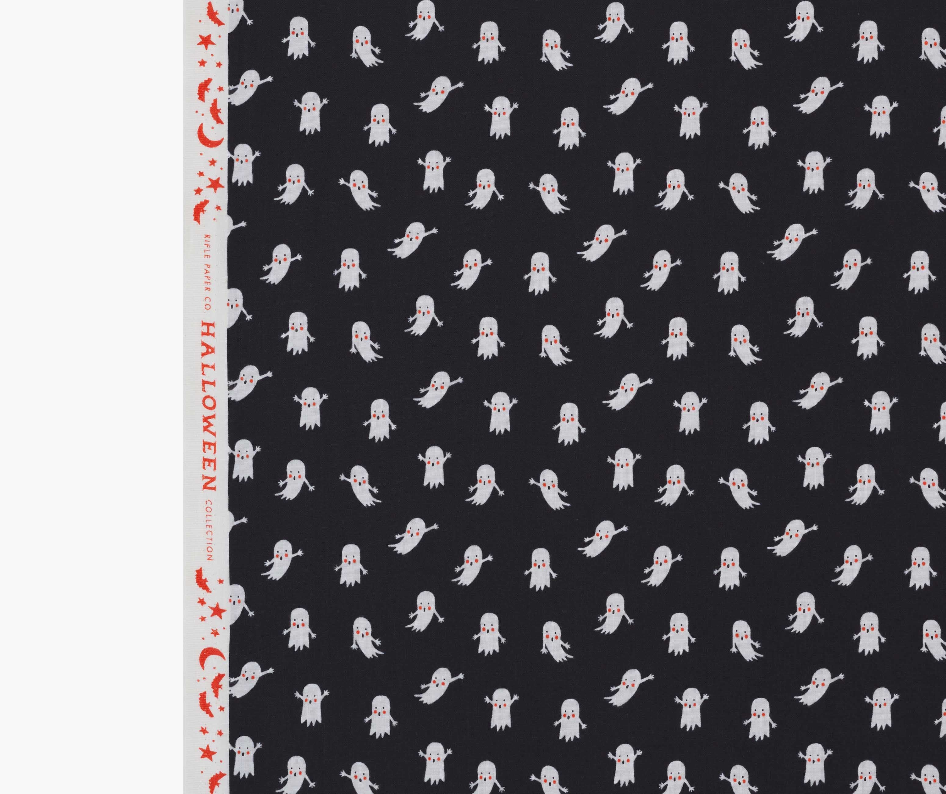 Ghosts Cotton Fabric - Black