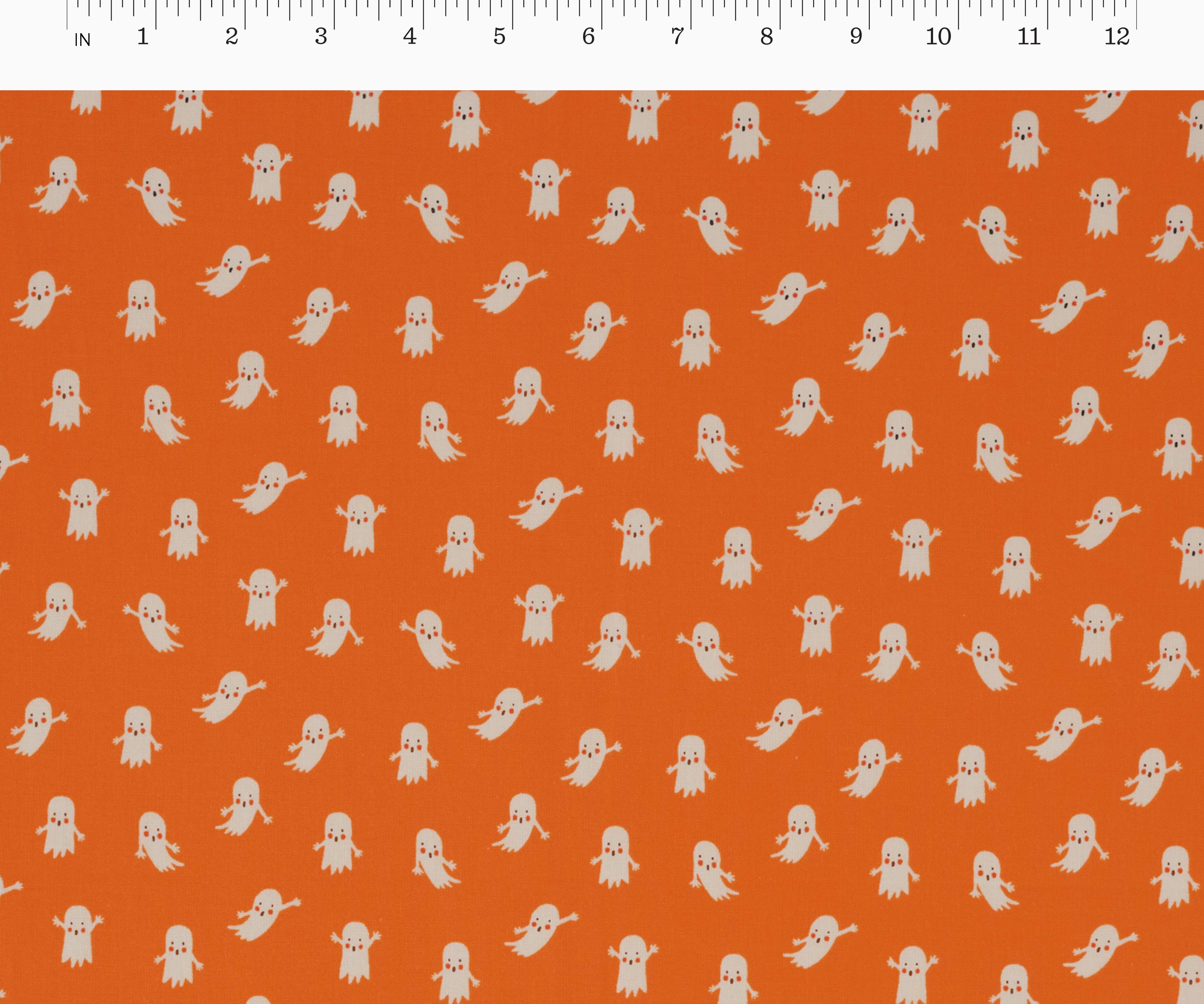Ghosts Cotton Fabric - Orange