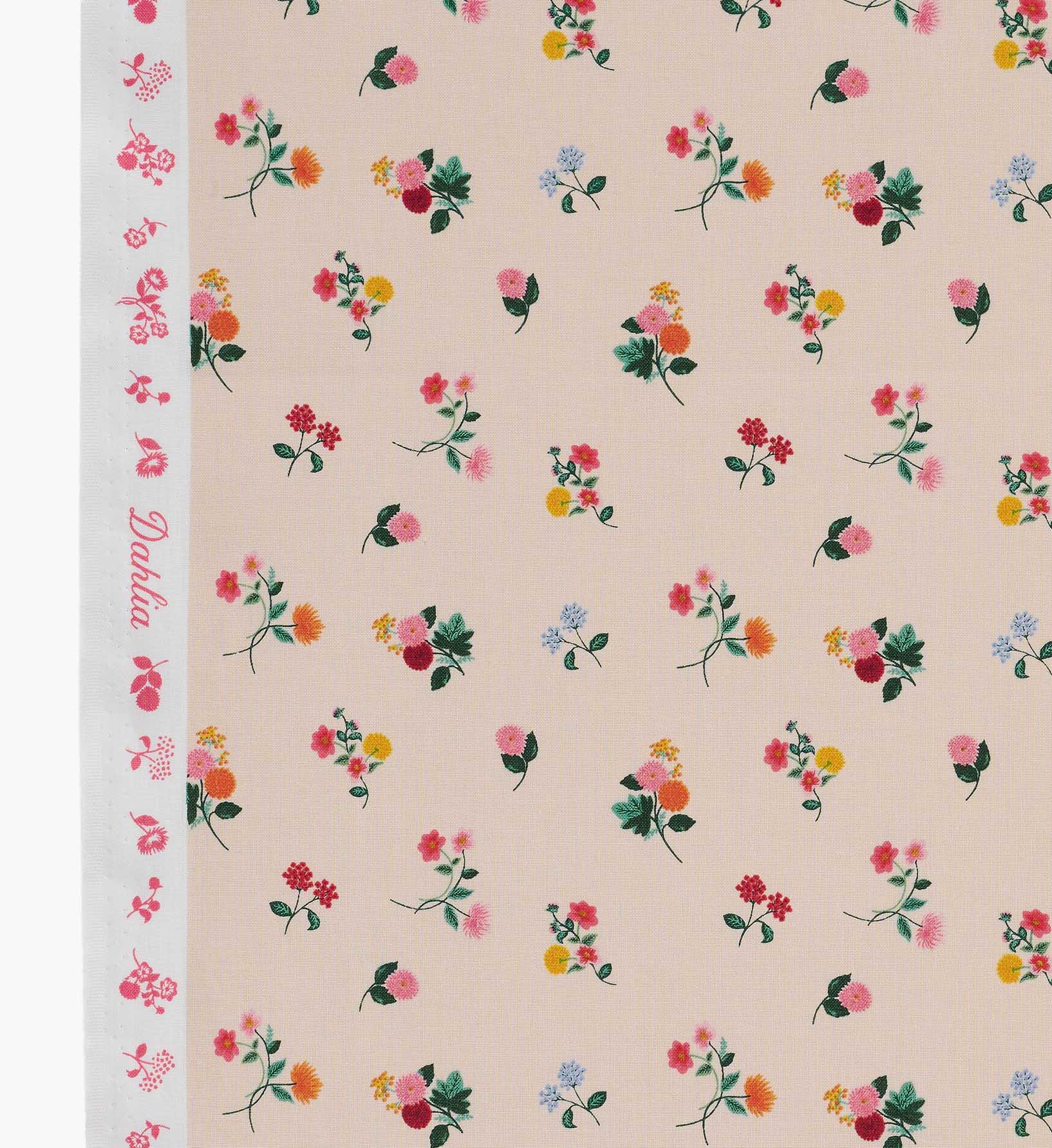 Ditsy Dahlia Cotton Fabric - Blush