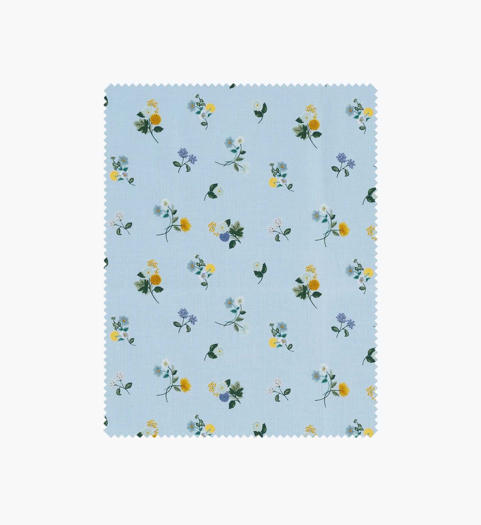Ditsy Dahlia Cotton Fabric - Blue