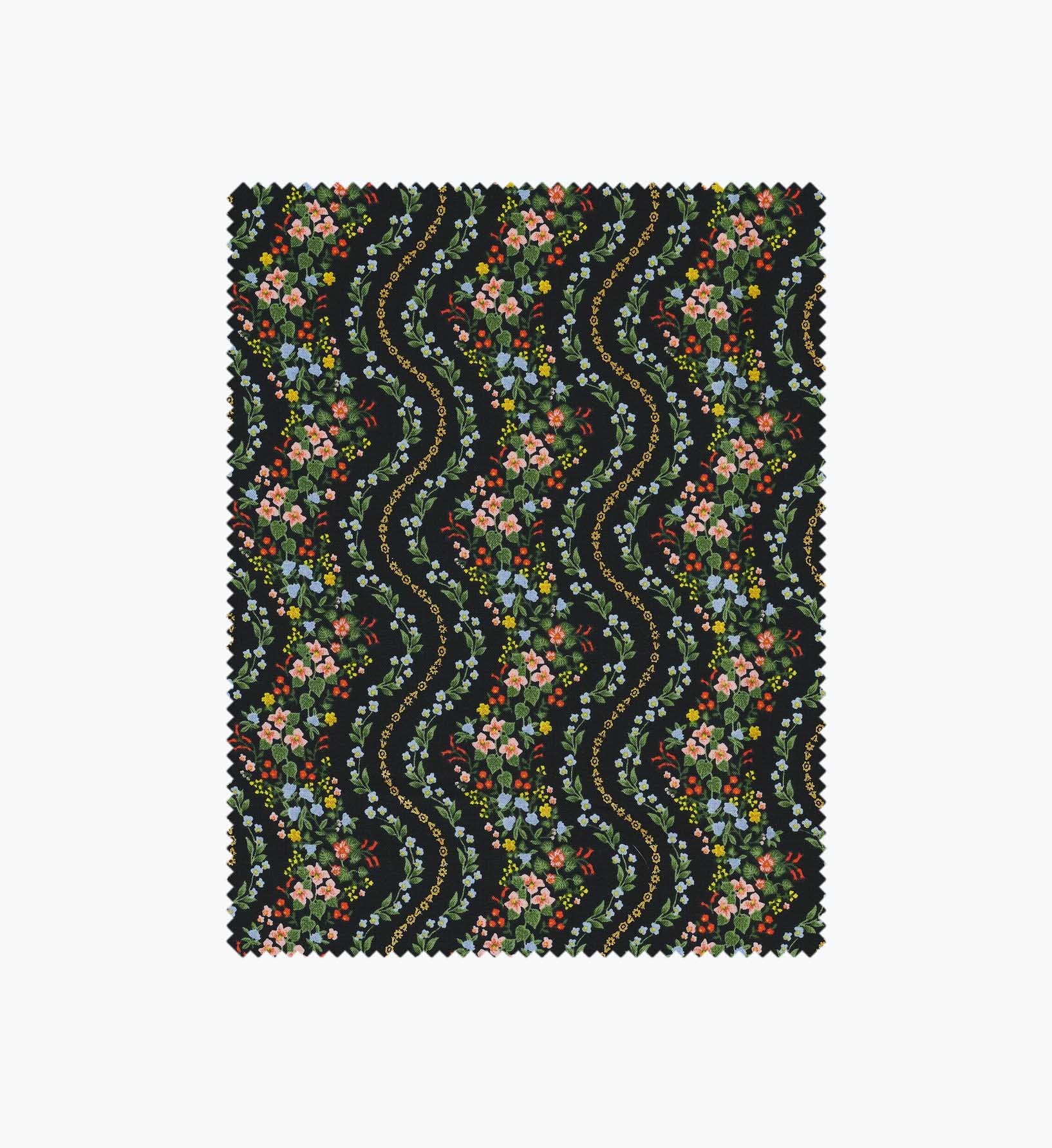 Wildwood Vines Cotton Metallic Fabric - Black