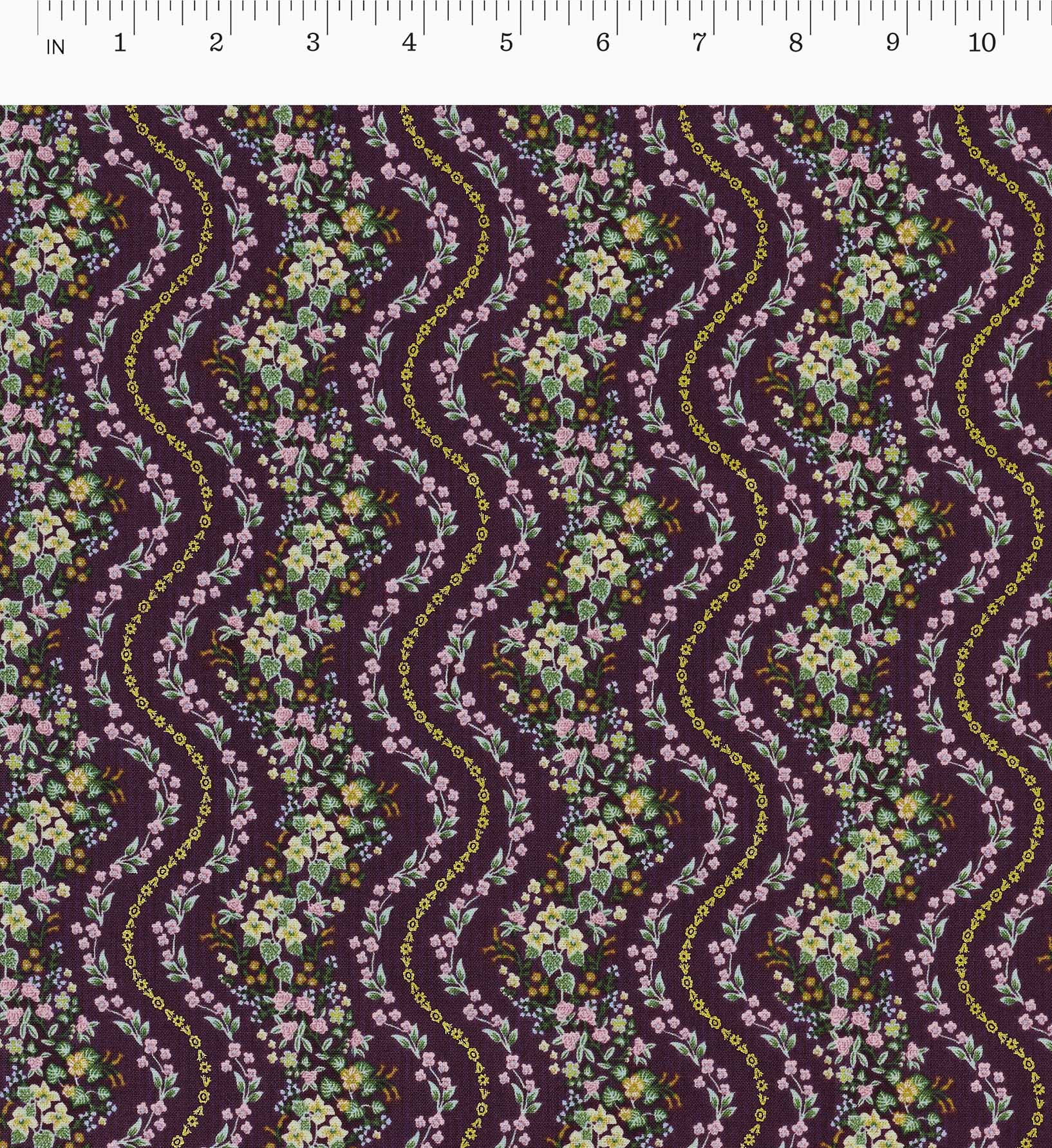 Wildwood Vines Cotton Metallic Fabric - Aubergine