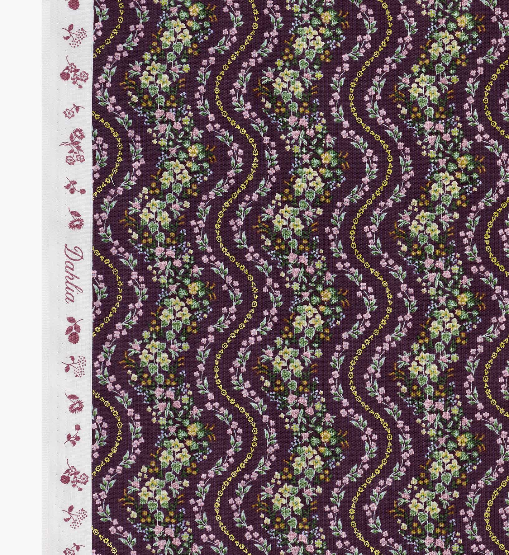 Wildwood Vines Cotton Metallic Fabric - Aubergine