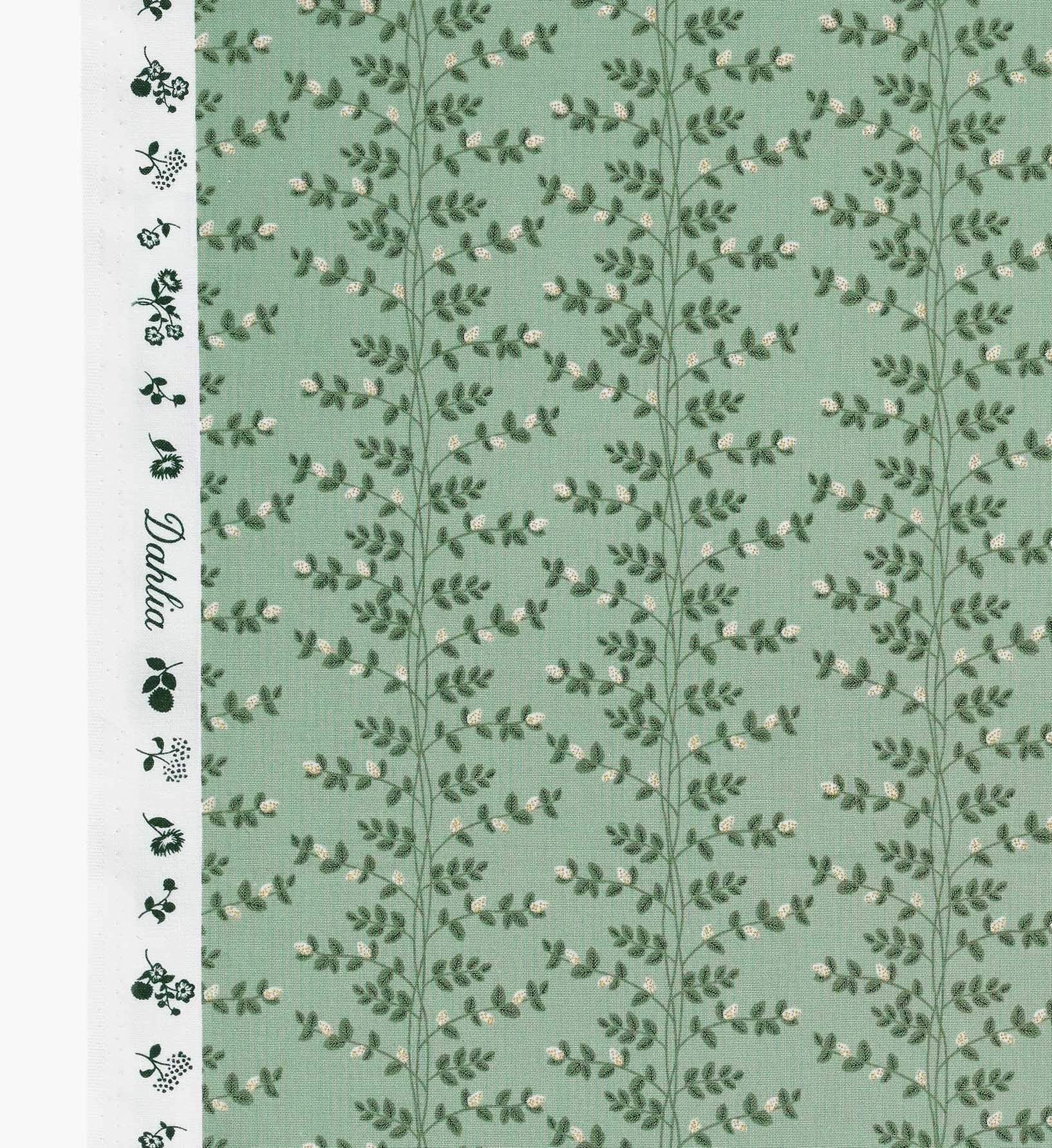Climbing Vines Cotton Metallic Fabric - Sage