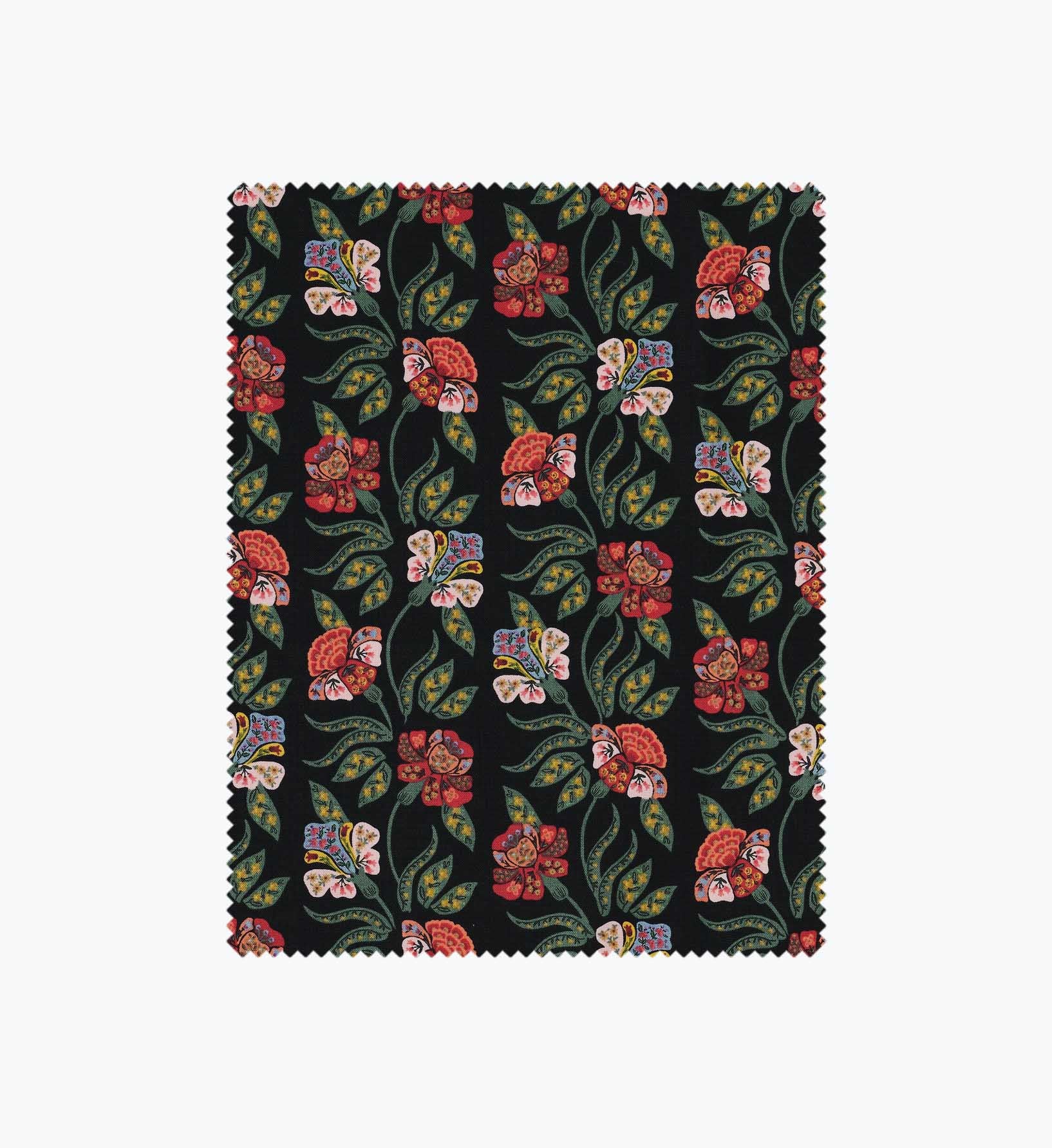 Posy Cotton Fabric - Black