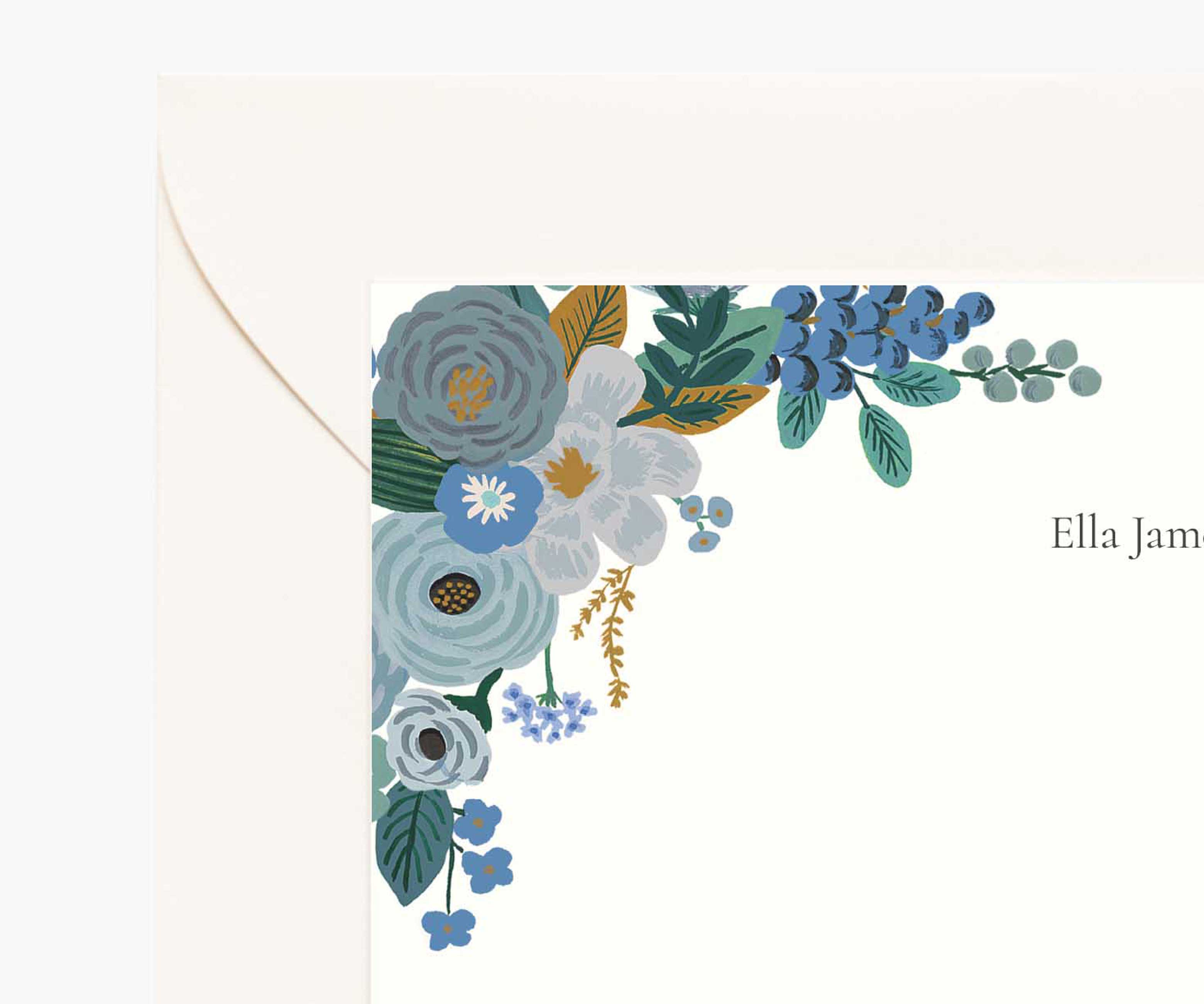 Floral Personalized Stationery  - Garden Party Blue