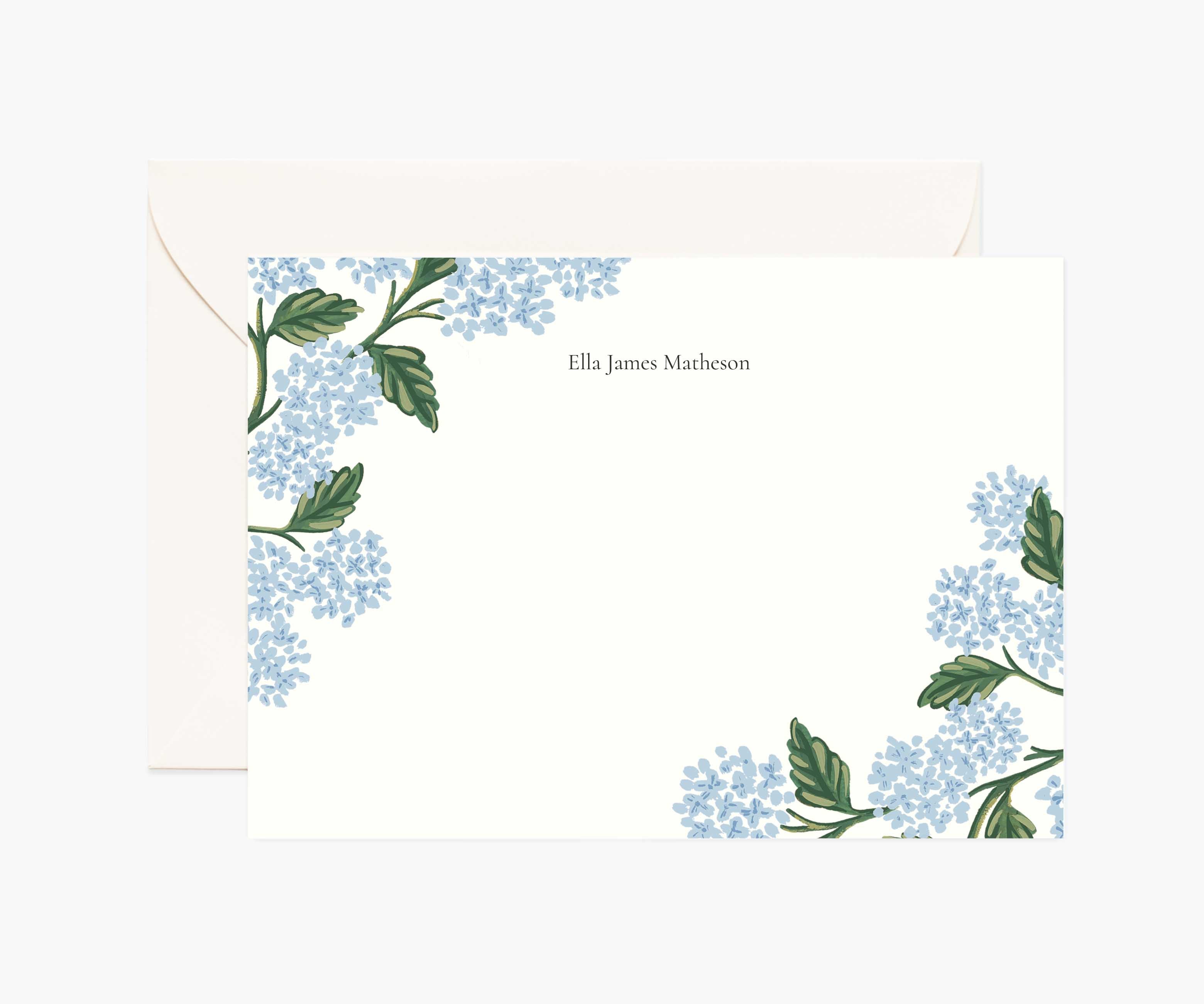 Floral Personalized Stationery  - Hydrangea Blue