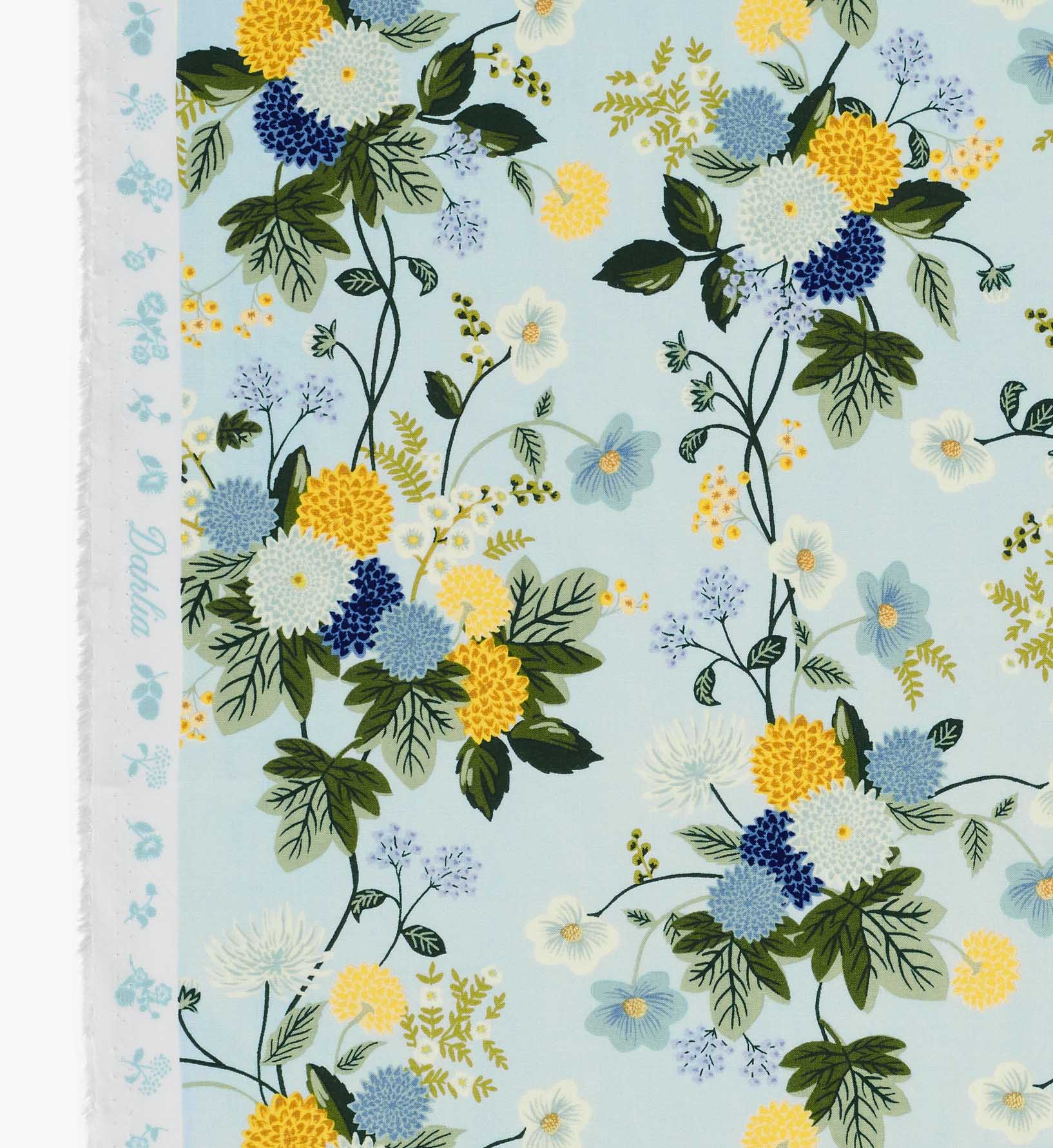 Dahlia Rayon Fabric - Blue