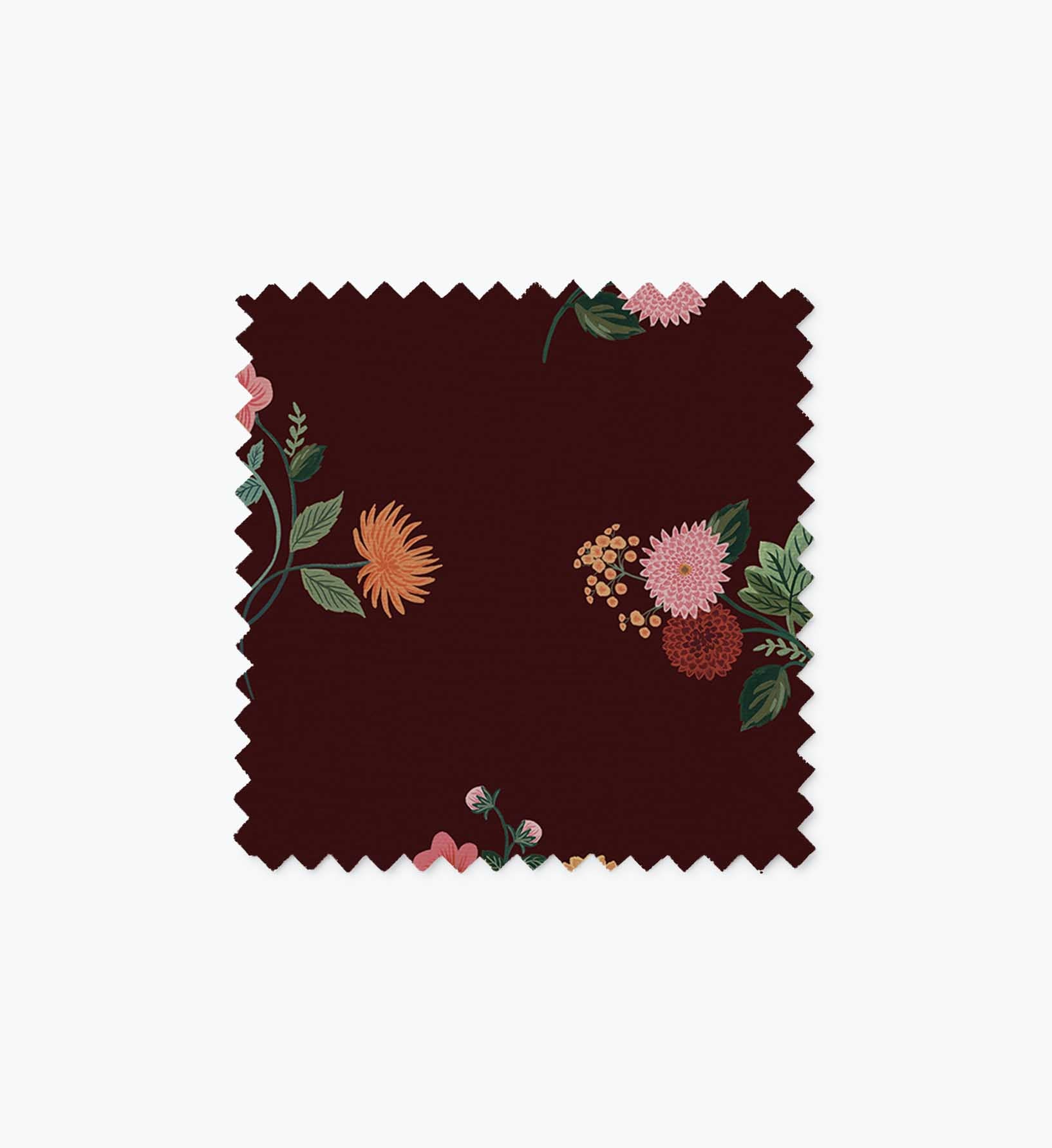Furniture Fabric Sample - Ditsy Dahlia Burgundy