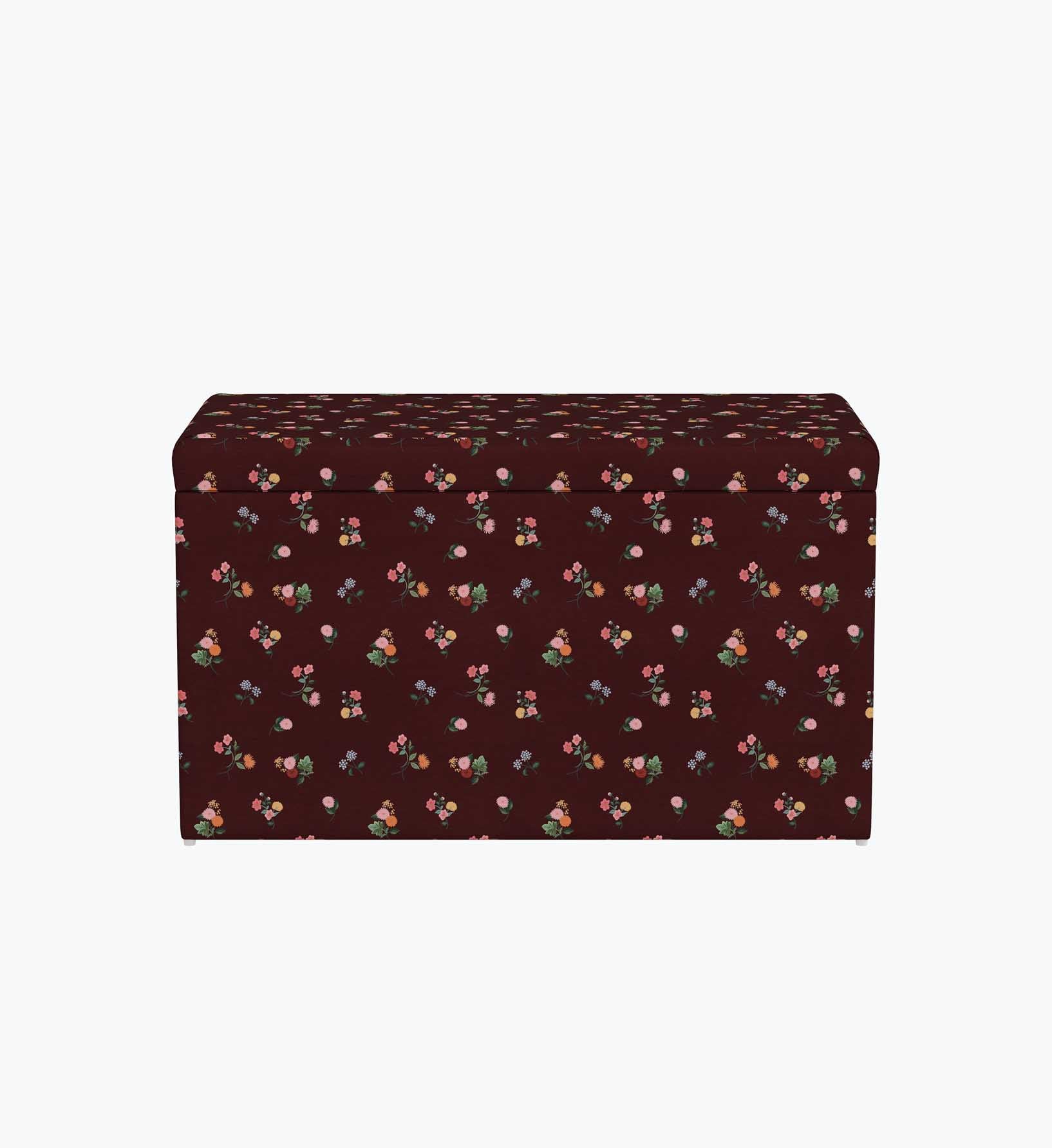Willie Storage Bench - Ditsy Dahlia Burgundy