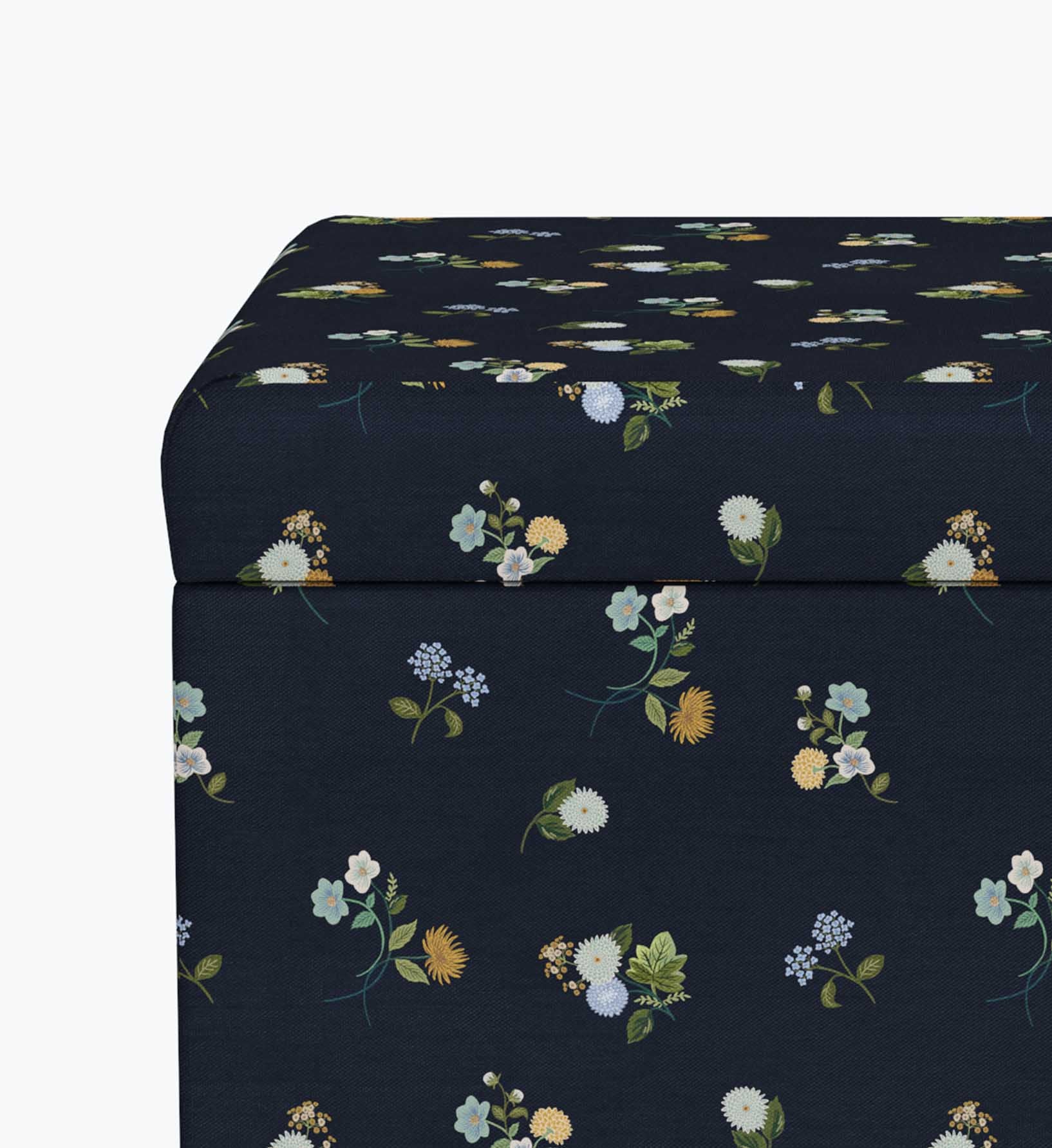 Willie Storage Bench - Ditsy Dahlia Navy