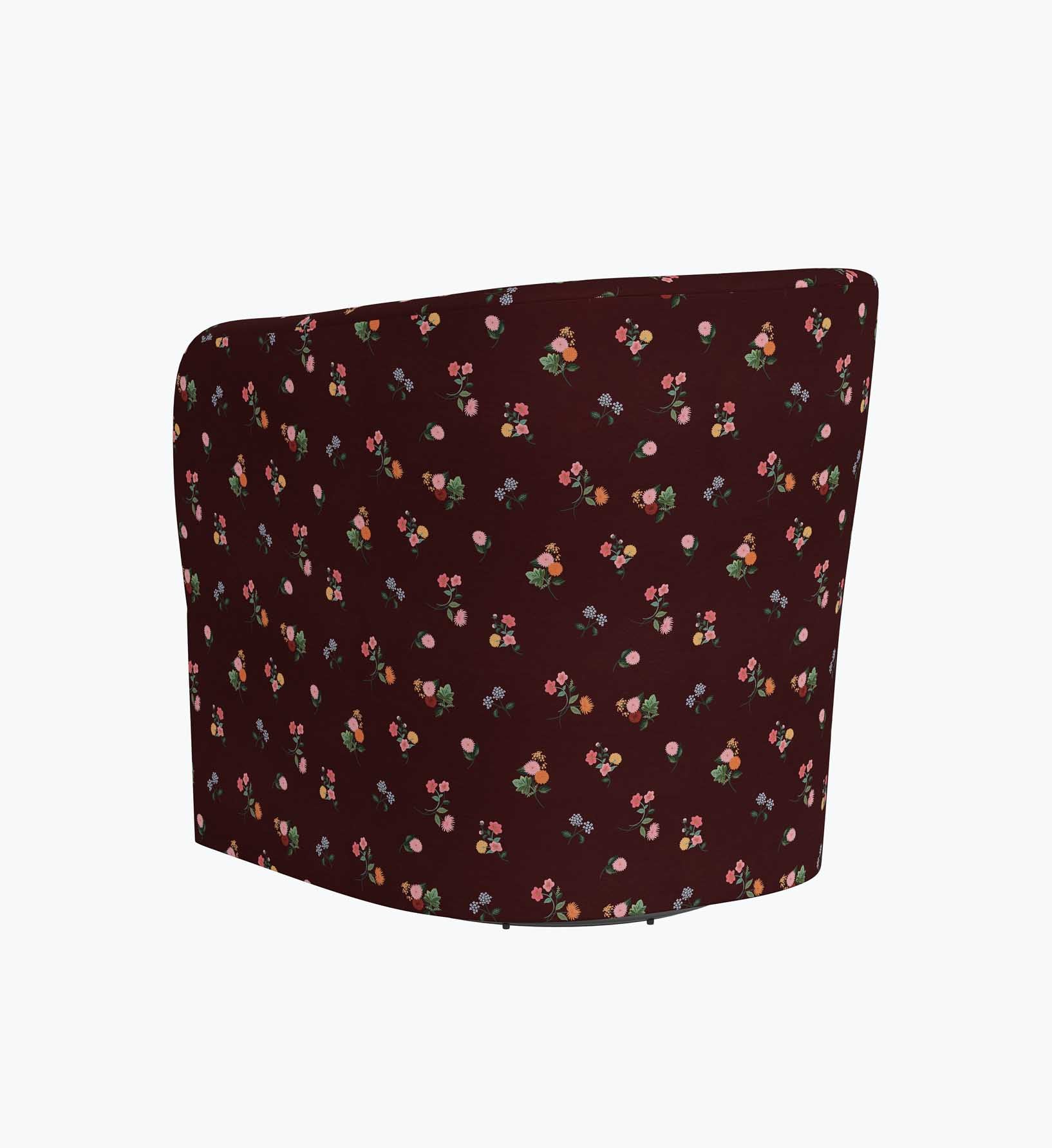 Pembroke Swivel Chair - Ditsy Dahlia Burgundy