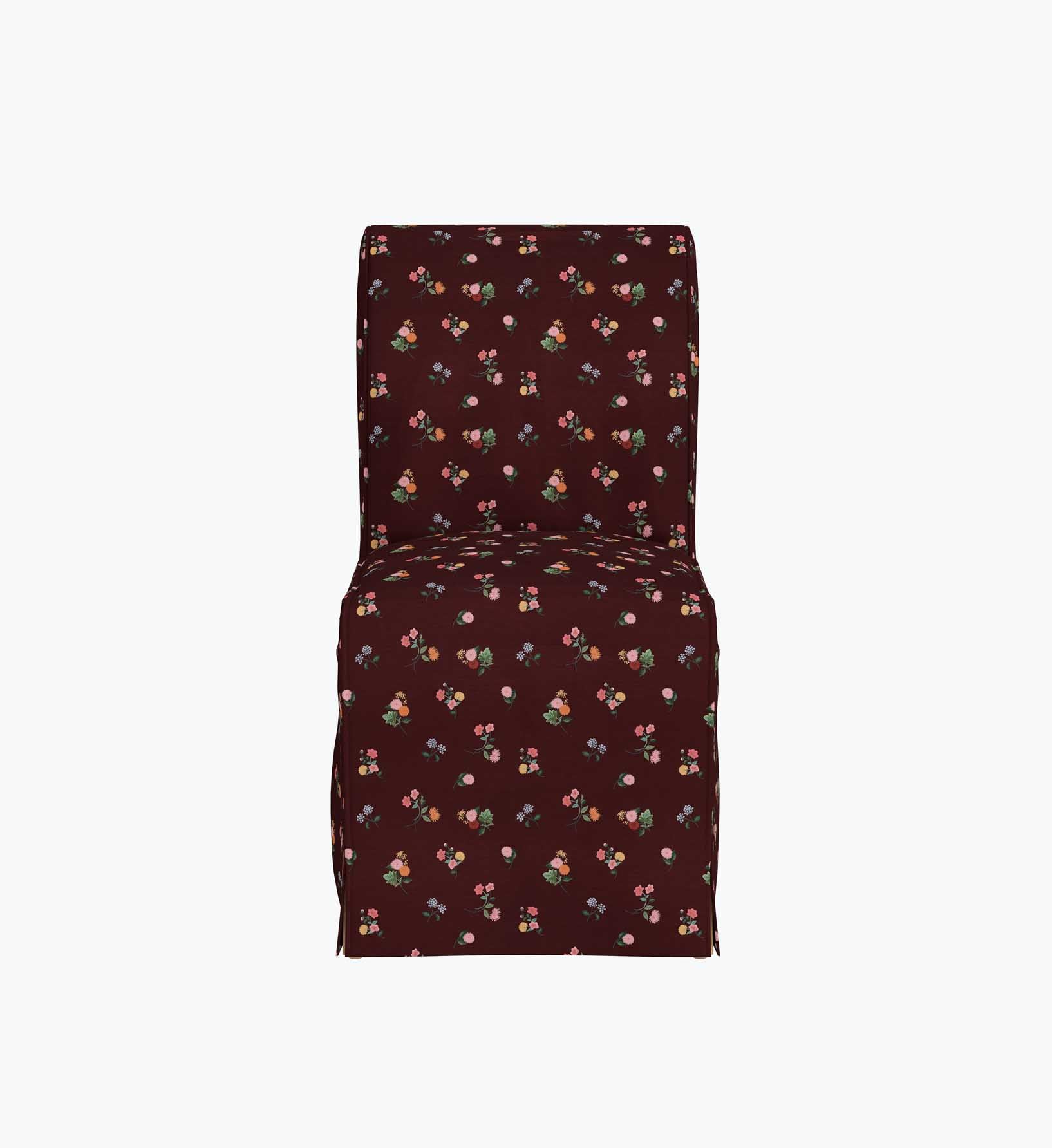 Frances Slipcover Dining Chair - Ditsy Dahlia Burgundy