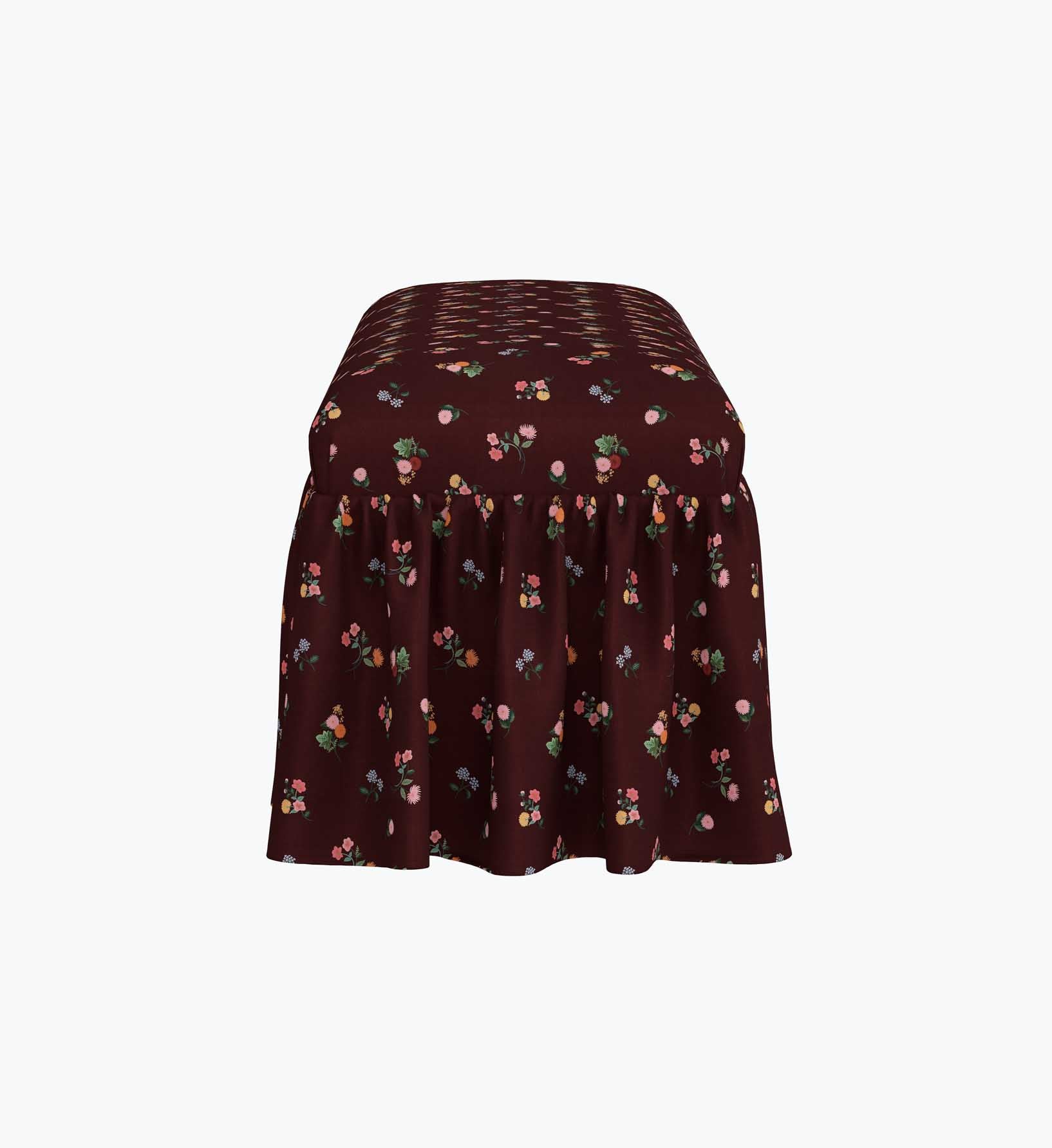 Surrey Dining Bench - Ditsy Dahlia Burgundy