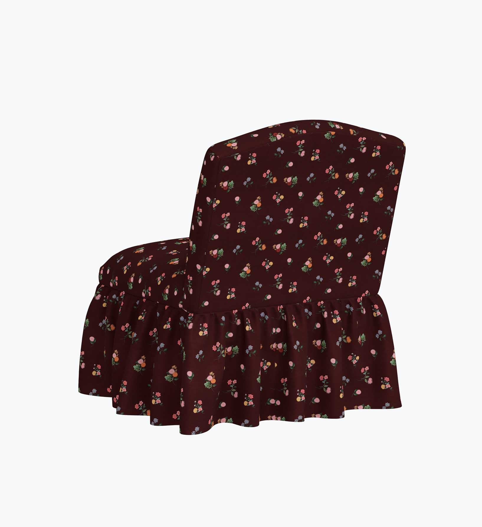 Edie Slipper Chair - Ditsy Dahlia Burgundy
