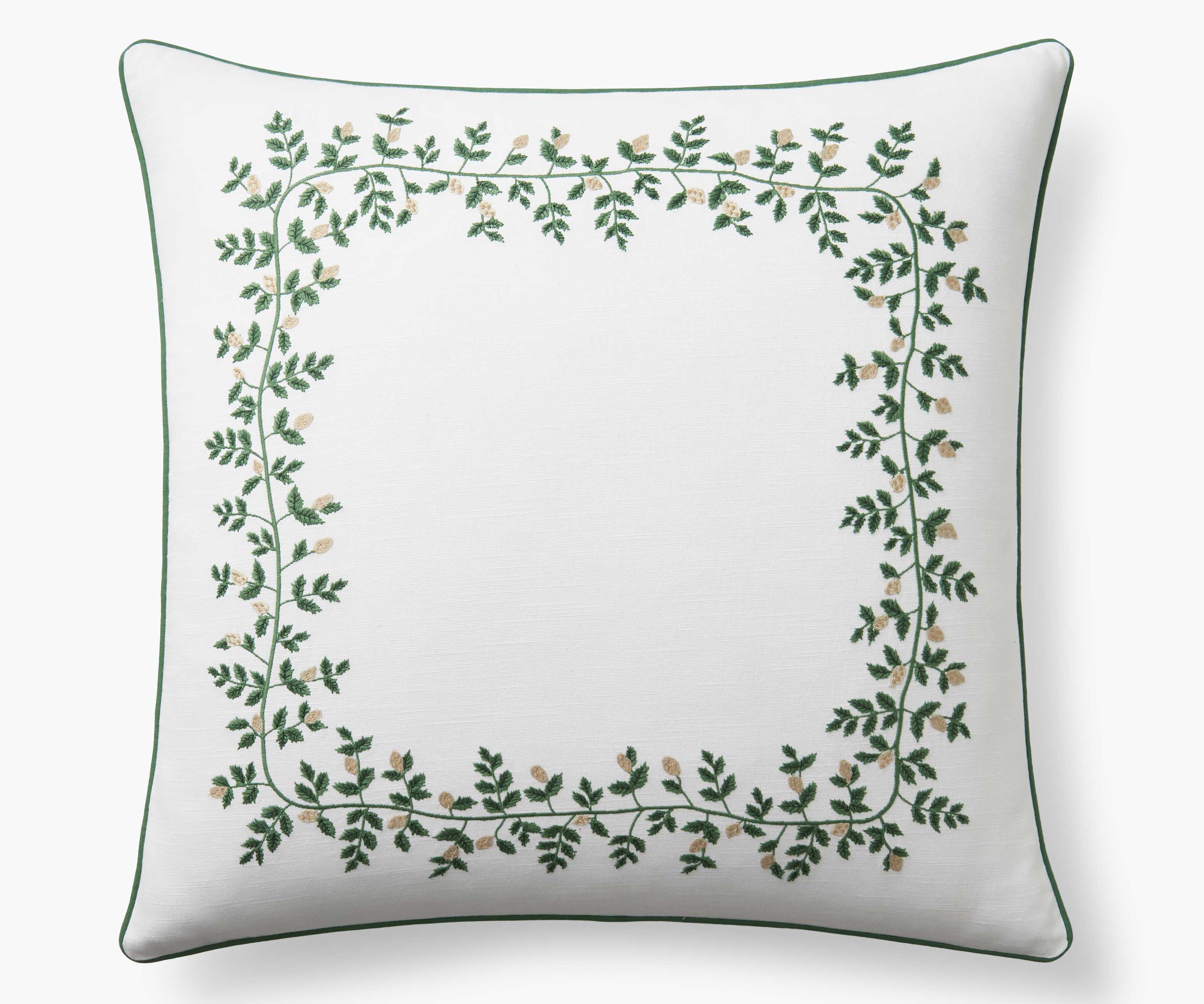Embroidered Pillow Cover - Climbing Vines White