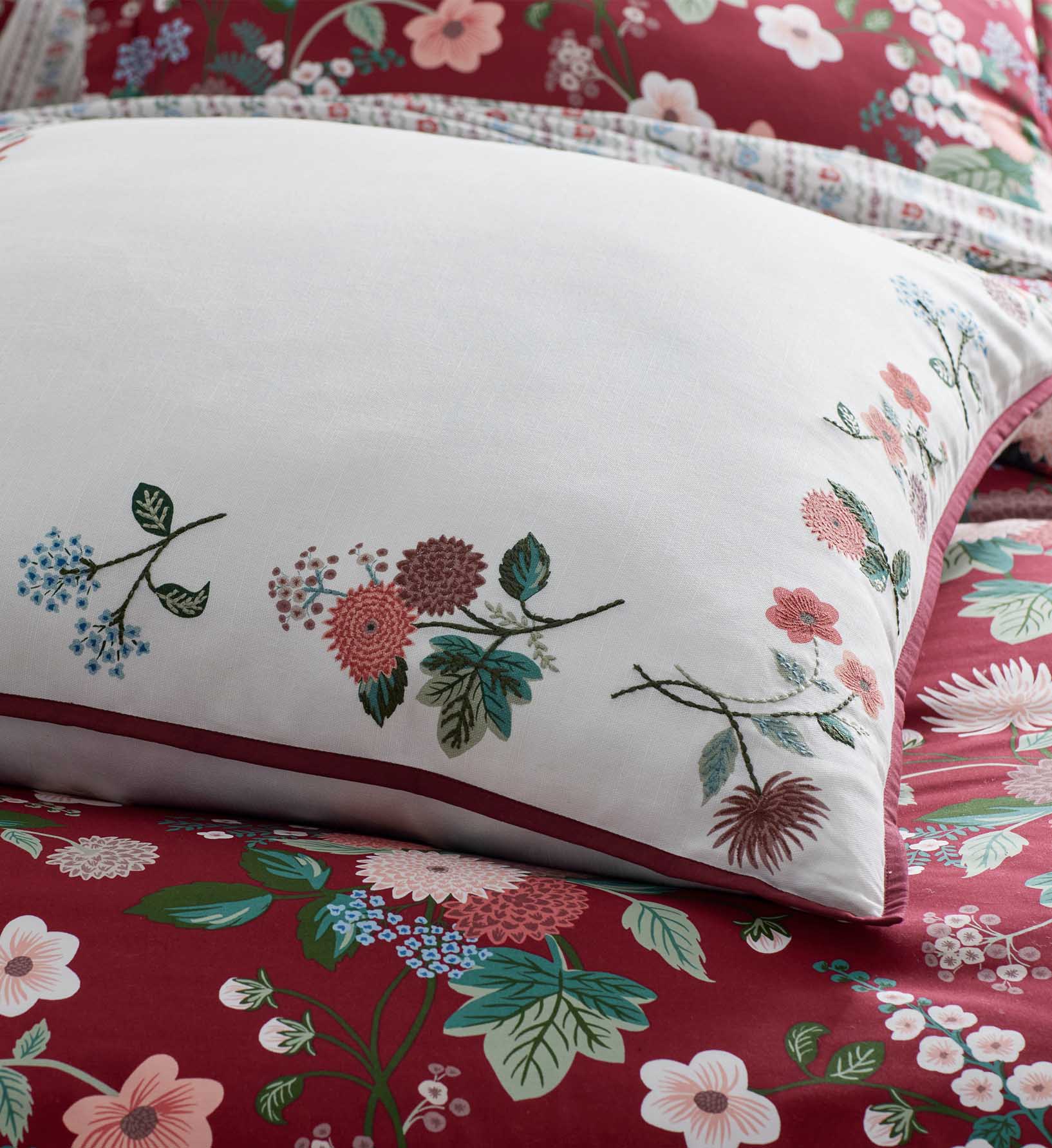 Embroidered Pillow Cover - Dahlia Ivory