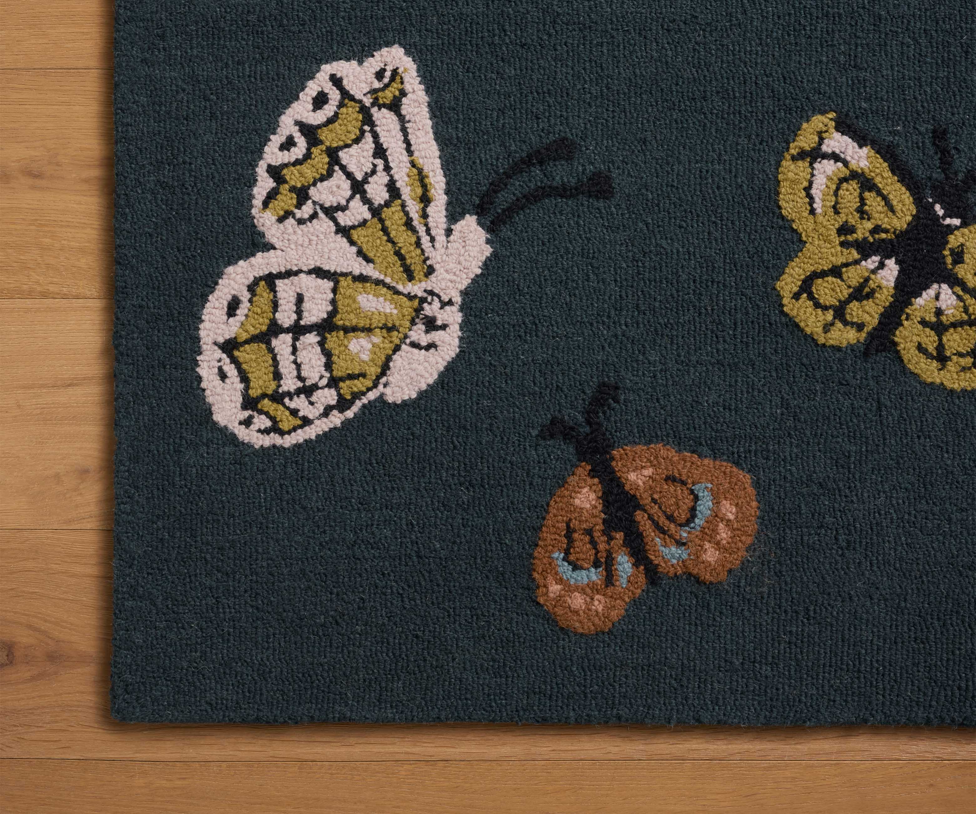 Highgrove Butterfly House Wool Hooked Rug - Charcoal