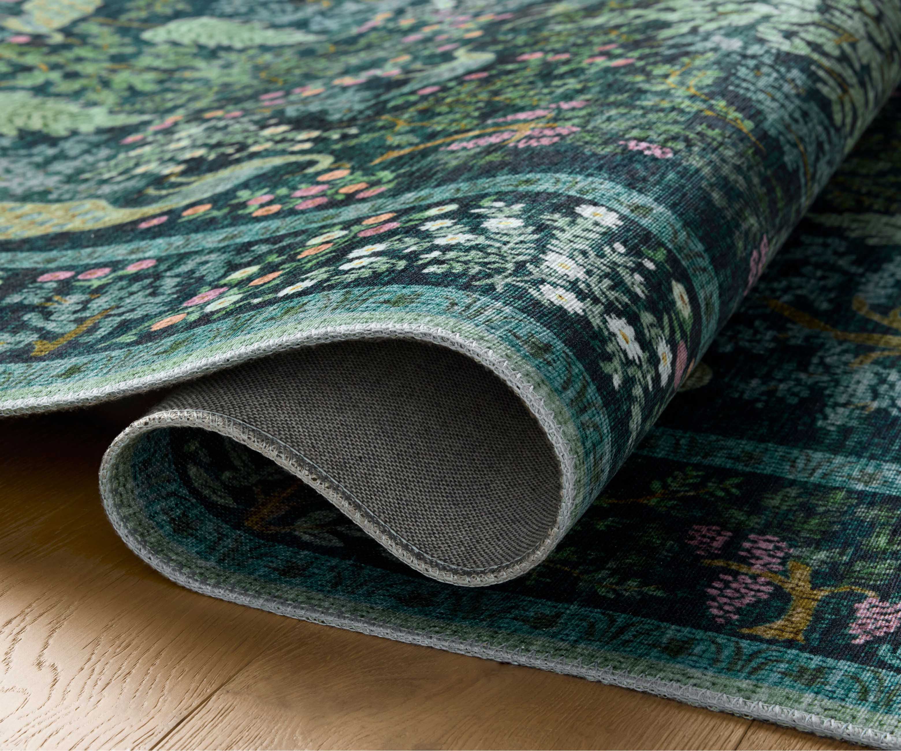 Canopy Peacock Forest Printed Rug - Teal