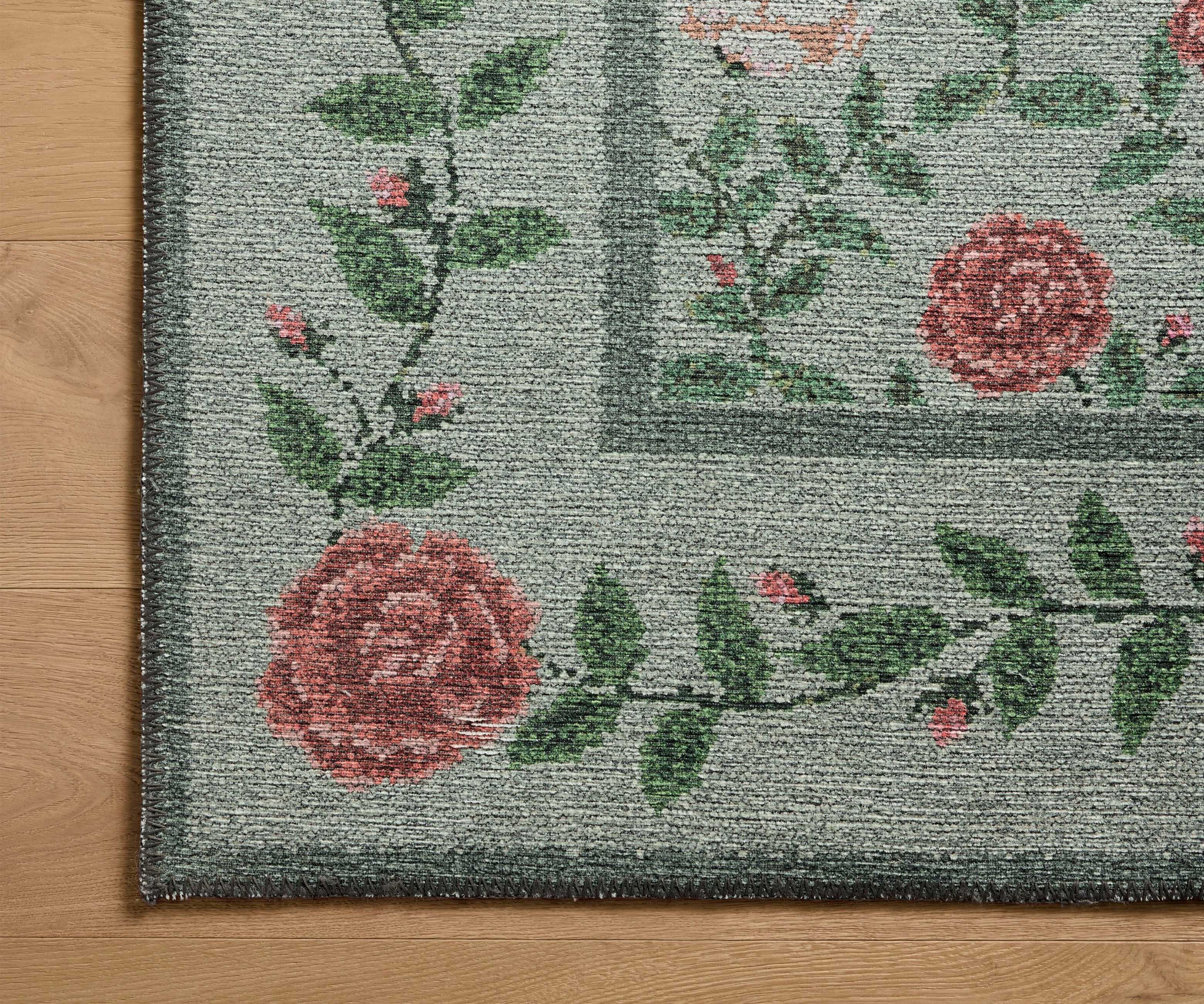 Wildwood Rose Trellis Printed Rug - Mint