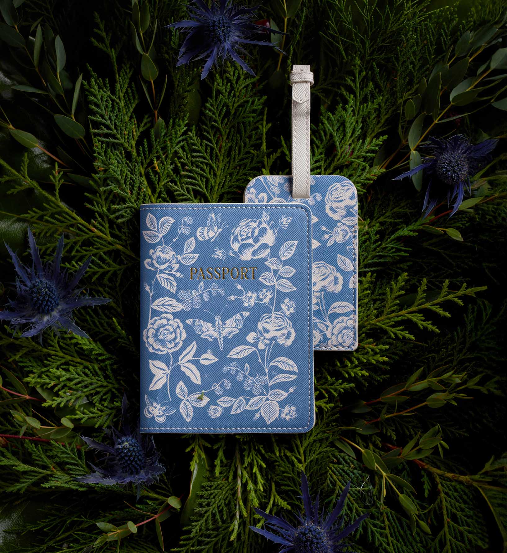 Passport Holder & Luggage Tag Set - English Rose