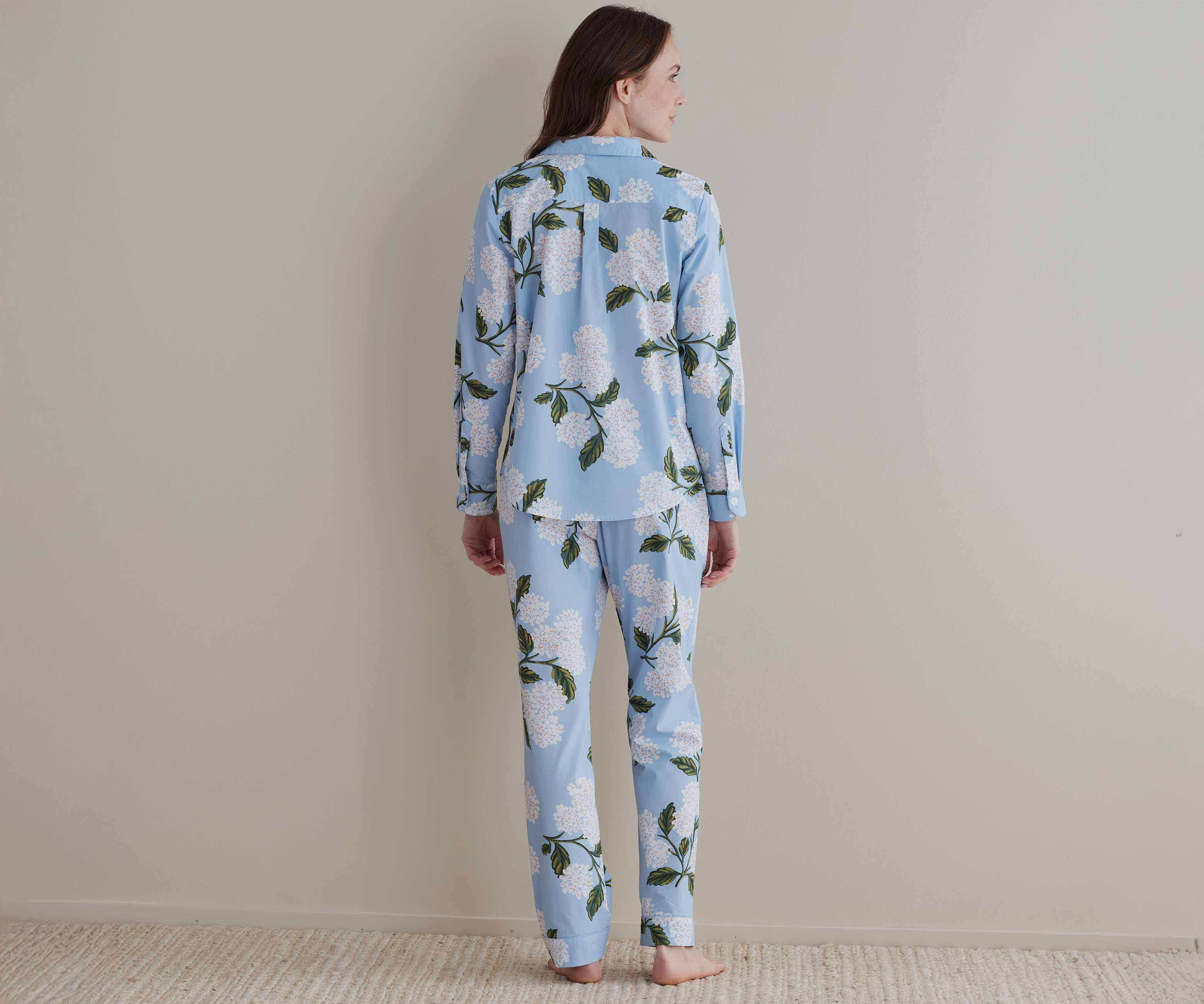 Poplin Button Front Long Set - Hydrangea