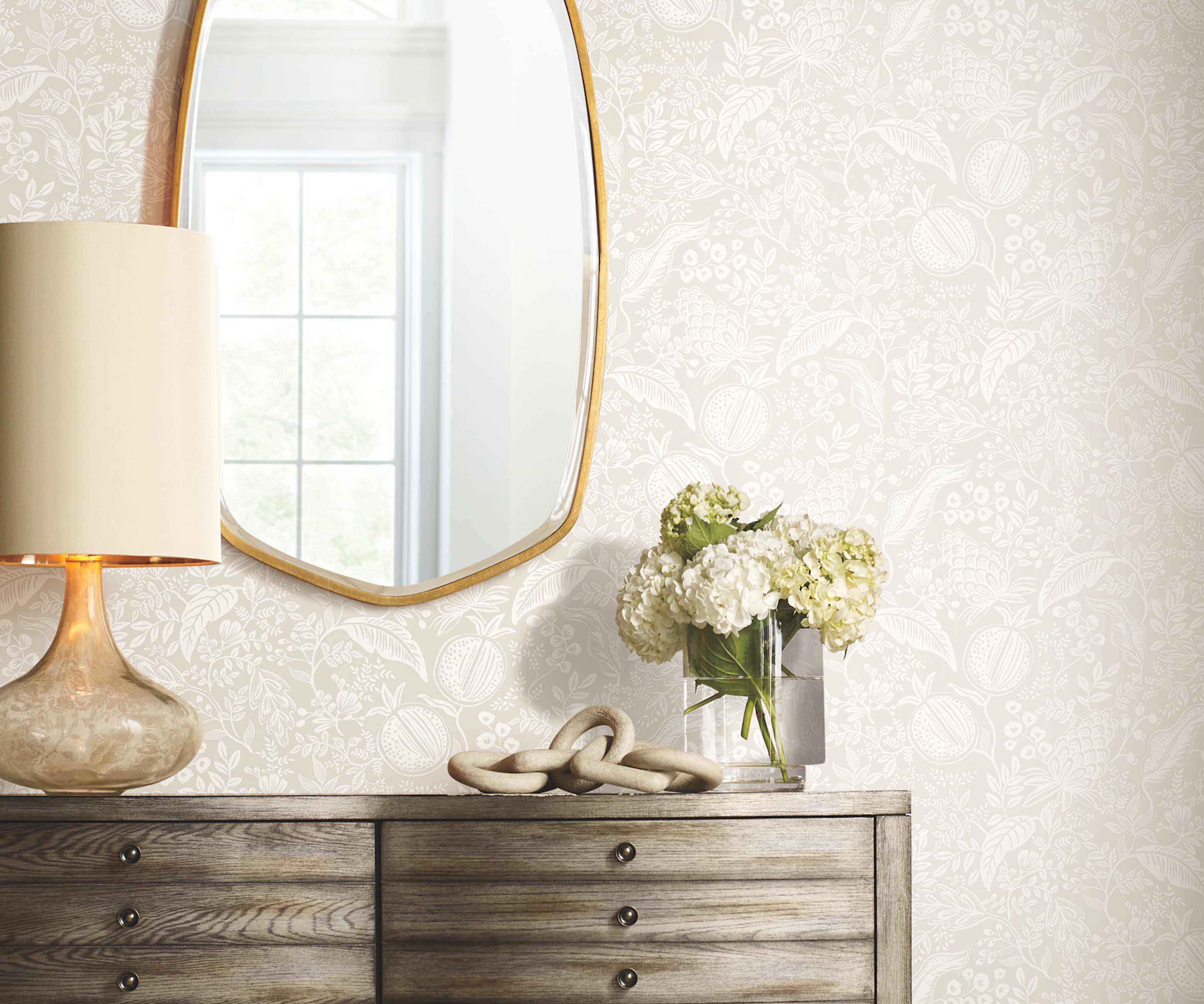 Pomegranate Peel & Stick Wallpaper - Beige & White