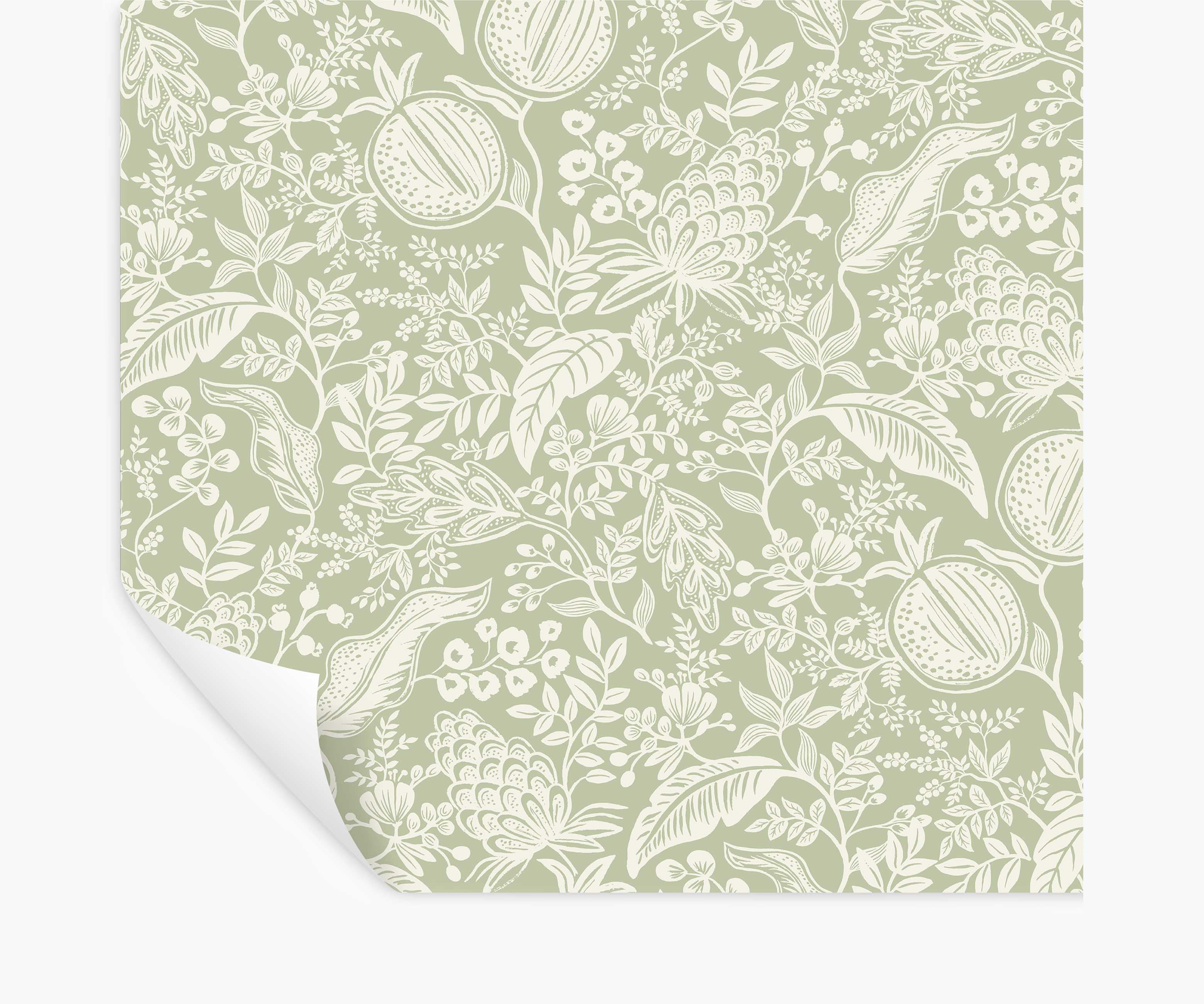 Pomegranate Peel & Stick Wallpaper - Pistachio & White