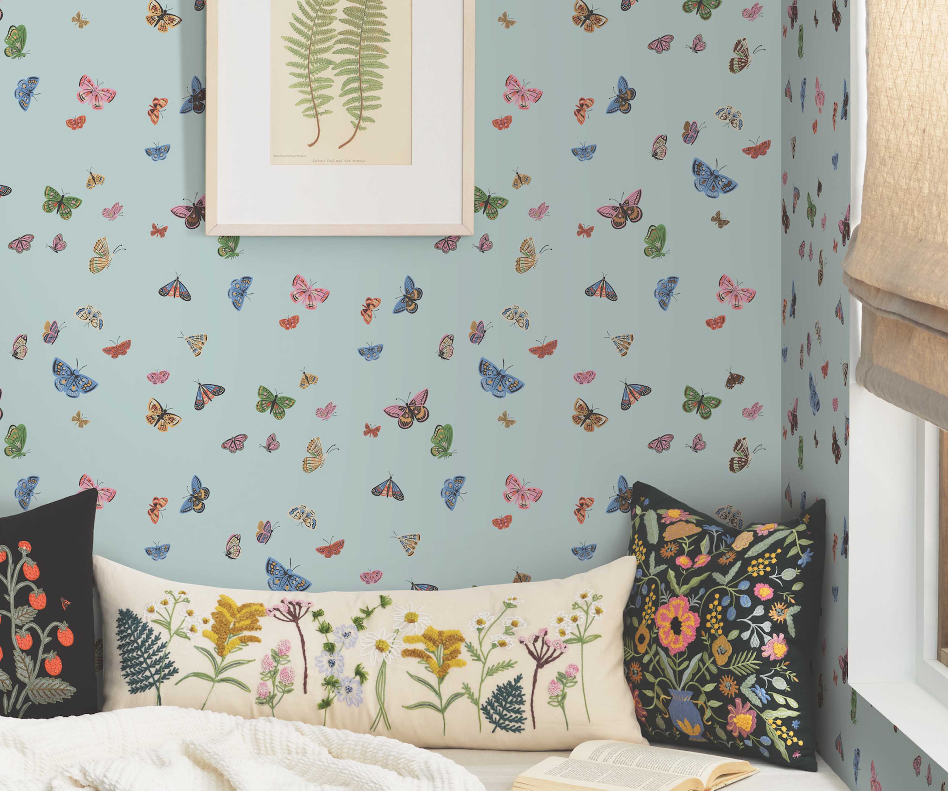 Butterfly House Peel & Stick Wallpaper - Light Blue