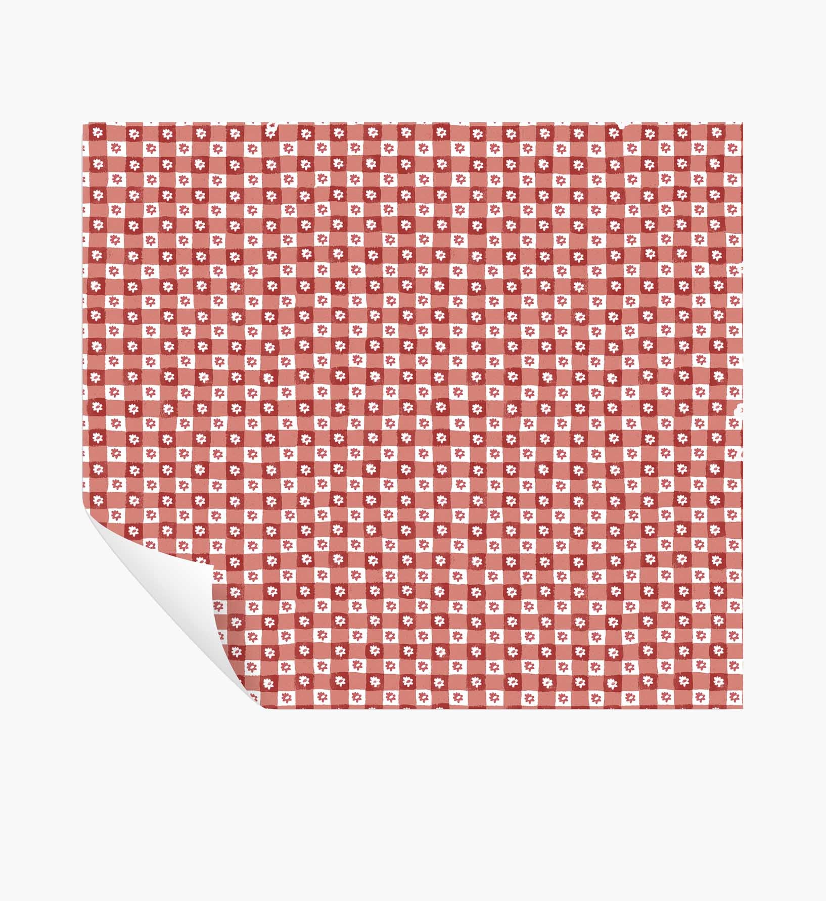 Daisy Gingham Peel & Stick Wallpaper - Red